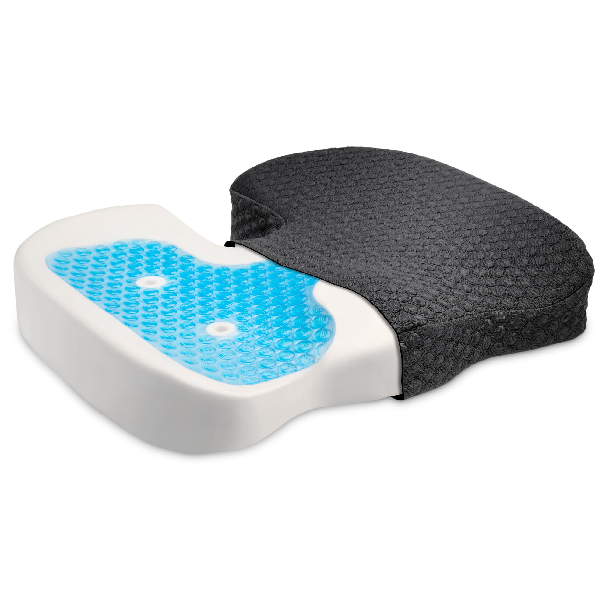 Kensington Premium-Sitzkissen mit Kühlgel, Sitzkissen, Memory-Schaum, Stuhl, Schwarz, Monochromatisc