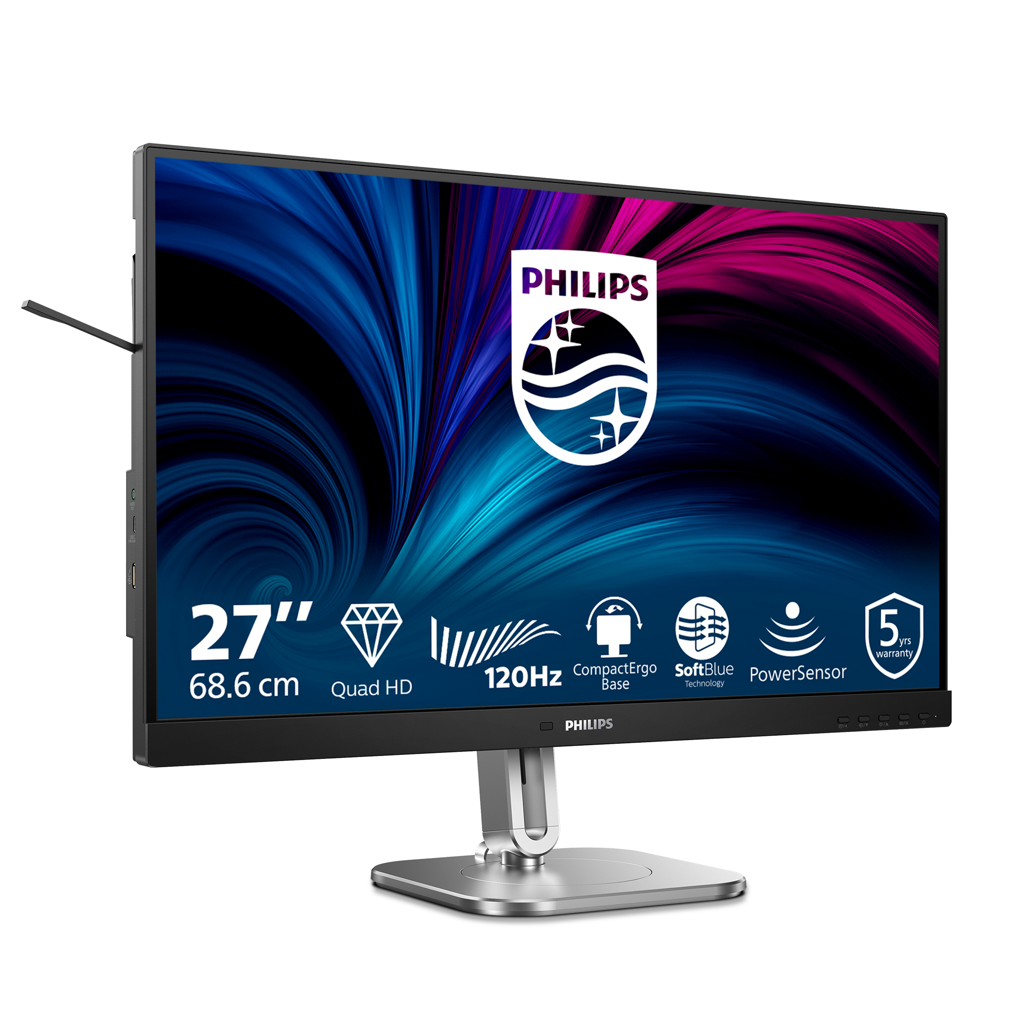 Philips 4000 Series 27B2N4500 Monitor 68.6 cm (27") WQHD, IPS, 4ms, HDMI, Displayport, USB