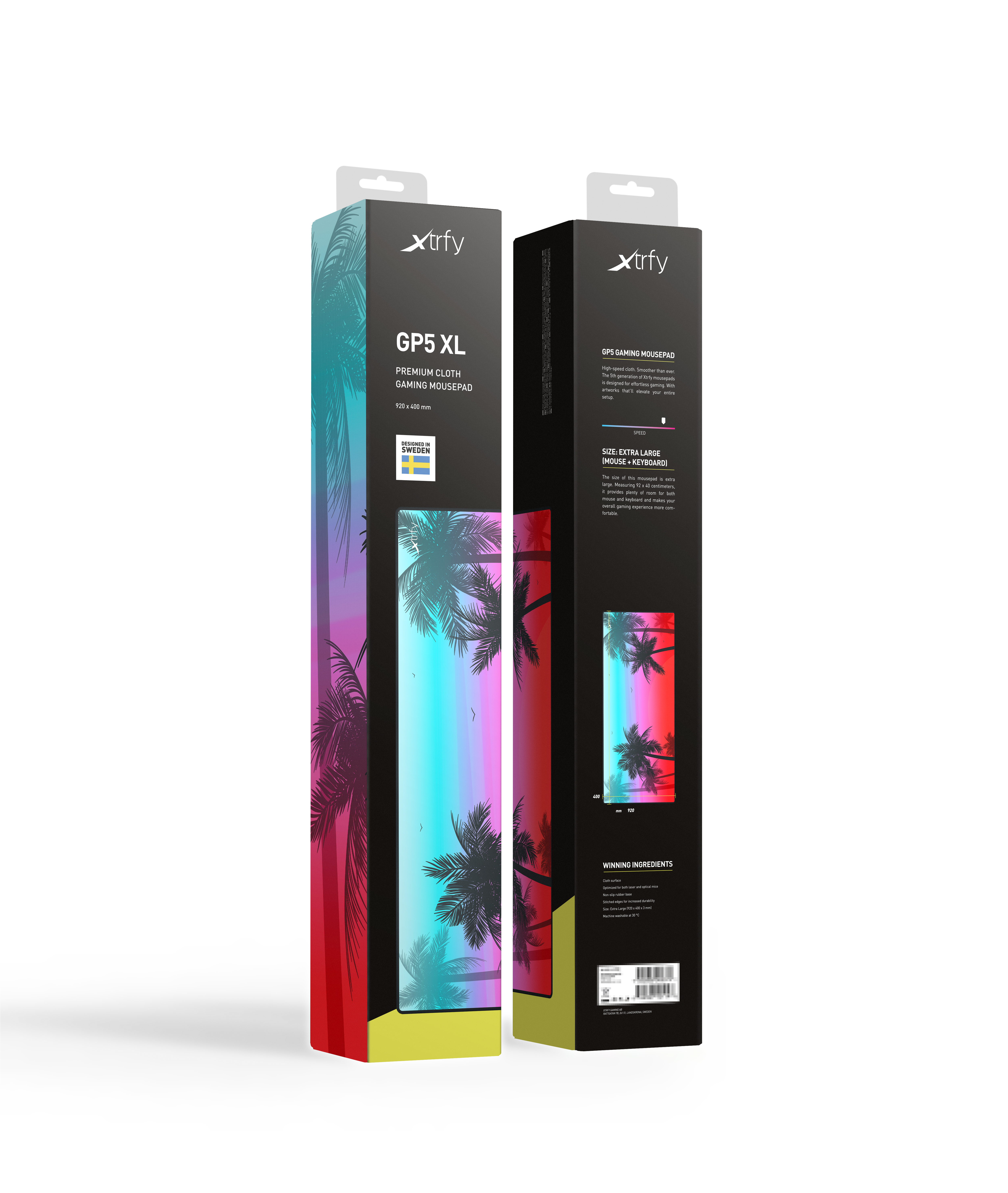 Cherry XTRFY GP5-XL-MIAMI, Mehrfarbig, Abbildung, Tuch, Gummi, Anti-Rutsch-Basis, Gaming-Mauspad