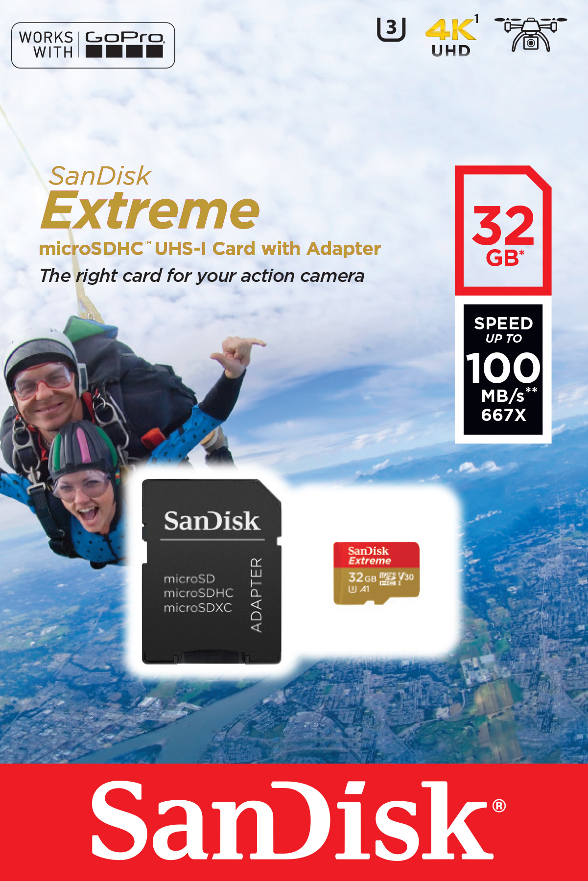 SanDisk Extreme - Flash-Speicherkarte (microSDHC/SD-Adapter inbegriffen)