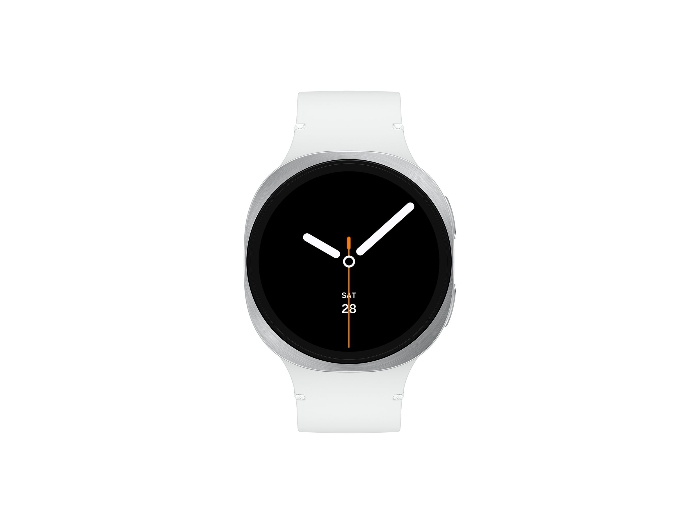 Samsung Galaxy Watch8 - 44 mm - silber - intelligente Uhr mit Sportband - Gummi - weiß - Bandgröße: