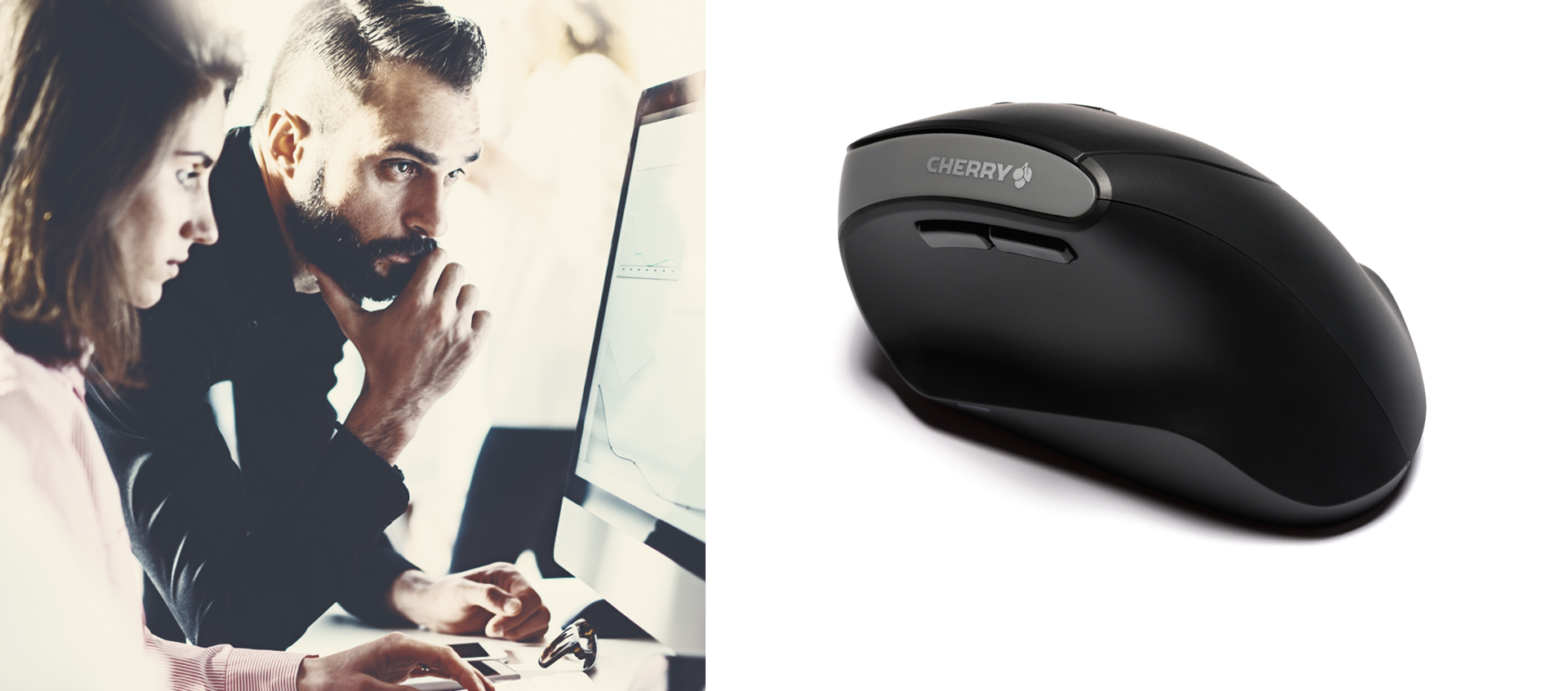 Cherry MW 4500 - Vertikale Maus - ergonomisch - Für Rechtshänder - optisch - 6 Tasten - kabellos - 2