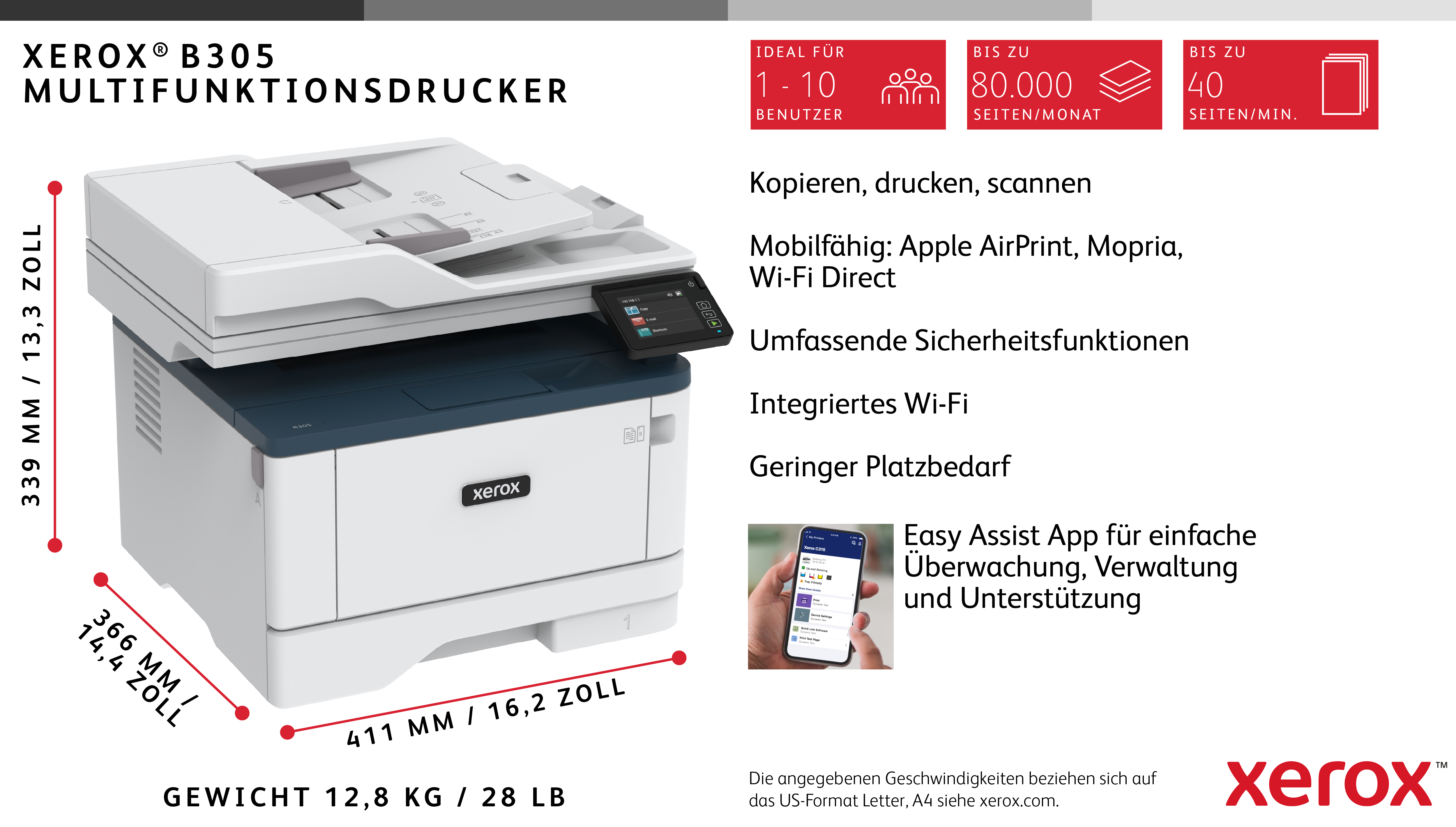 Xerox B305V_DNI - Multifunktionsdrucker - s/w - Laser - Legal (216 x 356 mm)