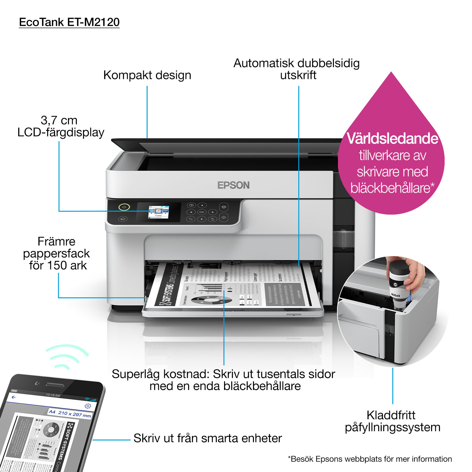 Epson EcoTank ET-M2120 - Multifunktionsdrucker - s/w - Tintenstrahl - A4/Legal (Medien)
