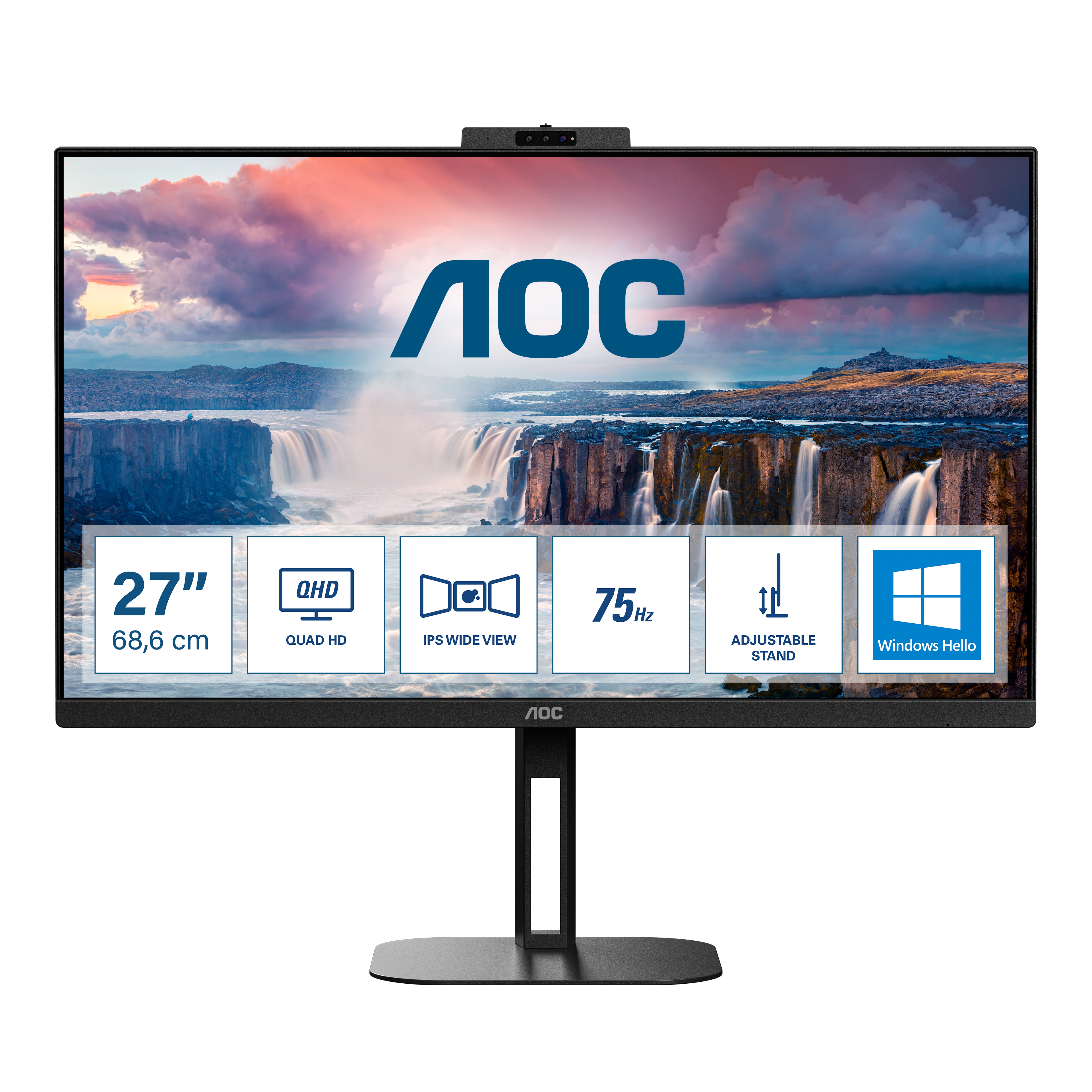 AOC Value-line Q27V5CW/BK Monitor 68.6cm (27") WQHD, IPS, 4ms, HDMI, Displayport, USB