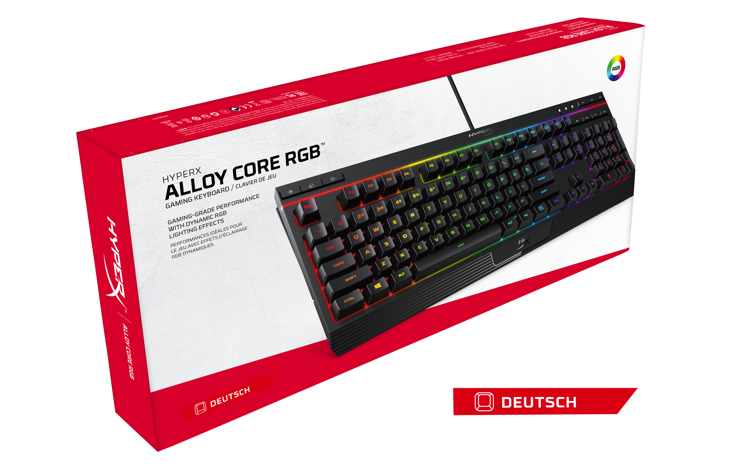 HP HyperX Alloy Core RGB ? Gaming-Tastatur (DE-Layout), Volle Größe (100%), Kabelgebunden, USB, Memb