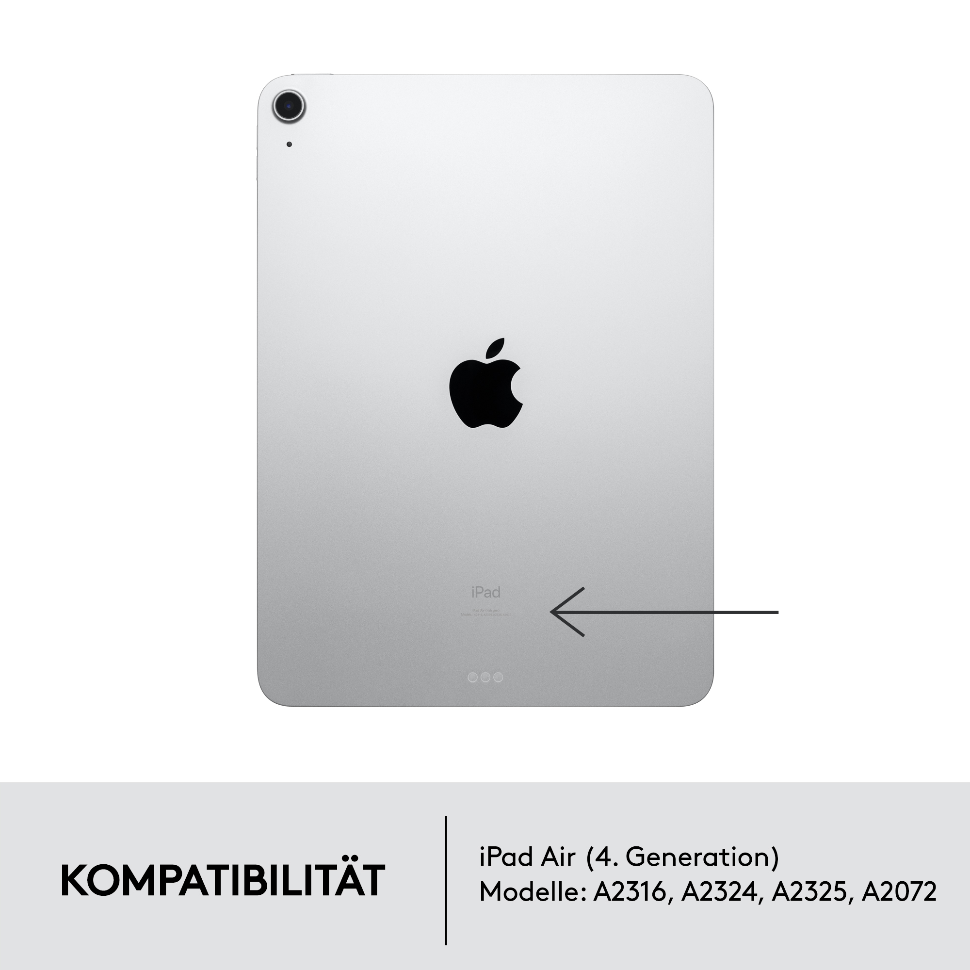 Logitech Combo Touch, KeyboardDock für Apple iPad Air 4/Air 5 10.9" grau, DE