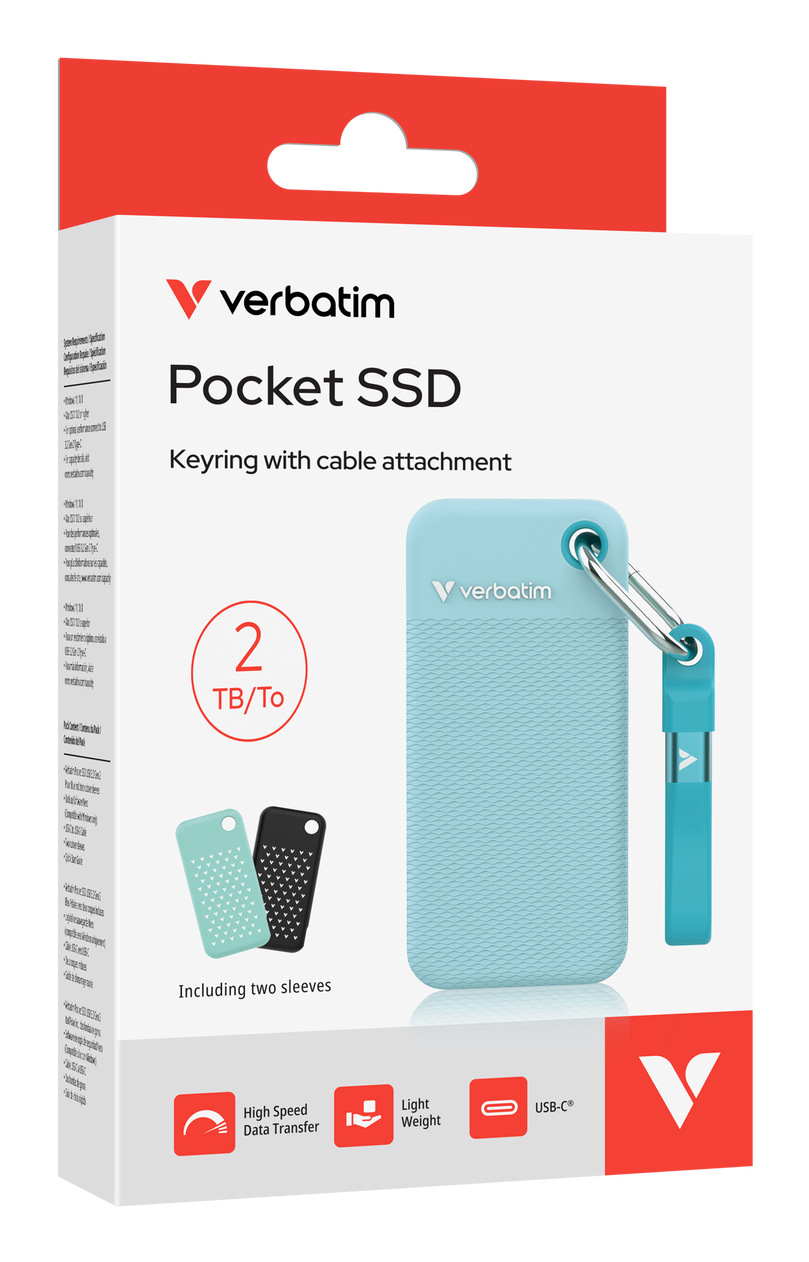 Verbatim Pocket SSD Summer Edition, blau, 2 TB, USB-C 3.1 (10Gb/s)