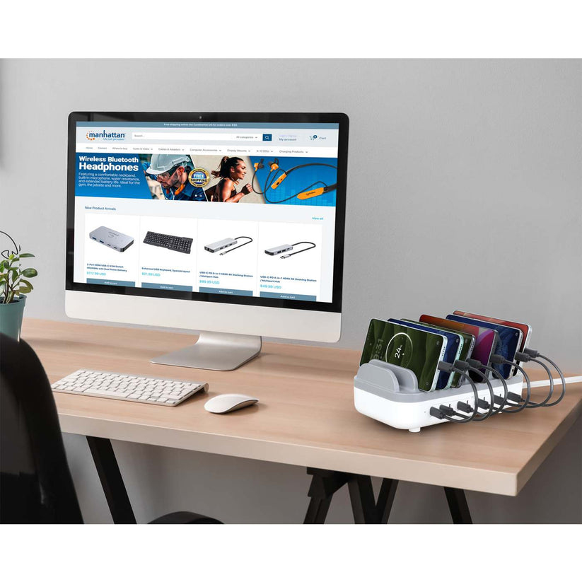 Manhattan 10-Port USB-Power Delivery-Ladestation 200W
