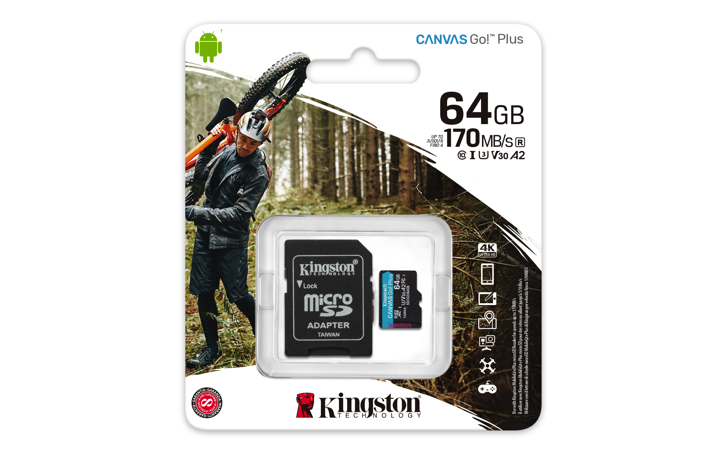 Kingston Canvas Go! Plus - Flash-Speicherkarte (microSDXC-an-SD-Adapter inbegriffen)