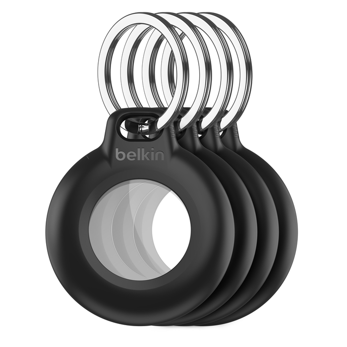 Belkin Tasche für Airtag - Schlüsselanhänger - Kunststoff - Schwarz (Packung mit 4)