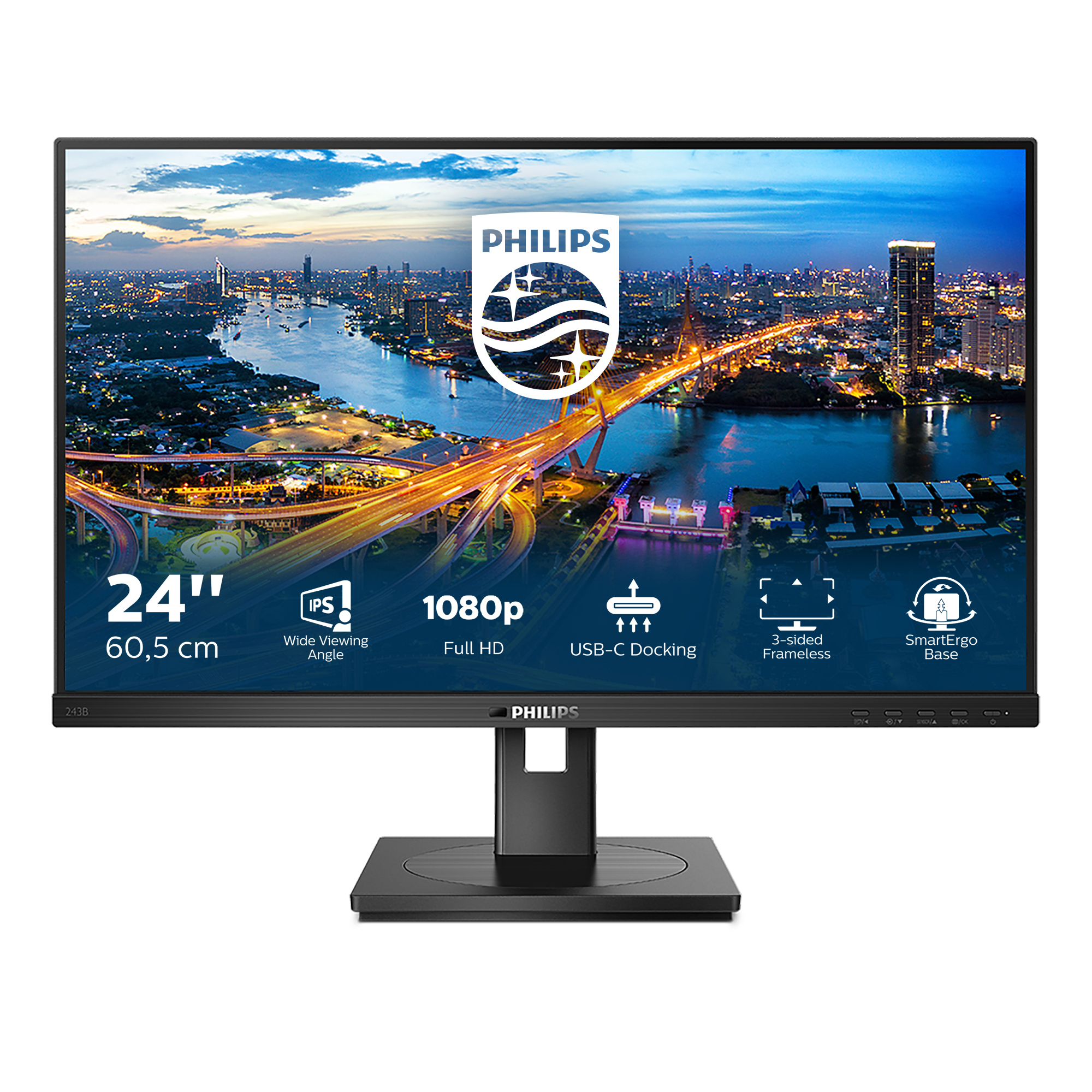 Philips B-line 243B1 Monitor 60.5cm (23.8") Full HD, IPS, 4ms, HDMI, Displayport, USB-C