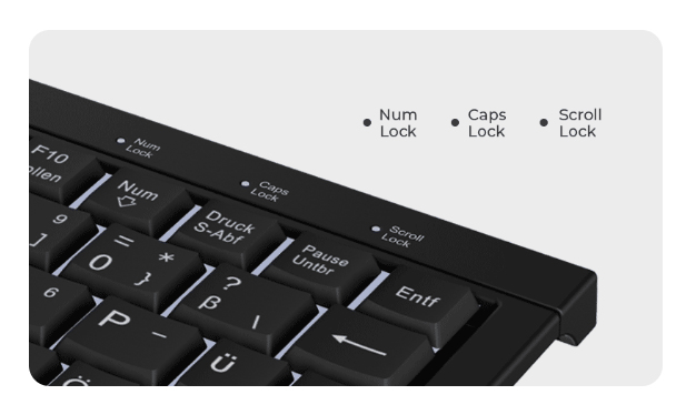 KeySonic KSK-3011ELC (DE), Super-Mini Tastatur, integrierter Numernblock black, Combo, Kabelgebunden