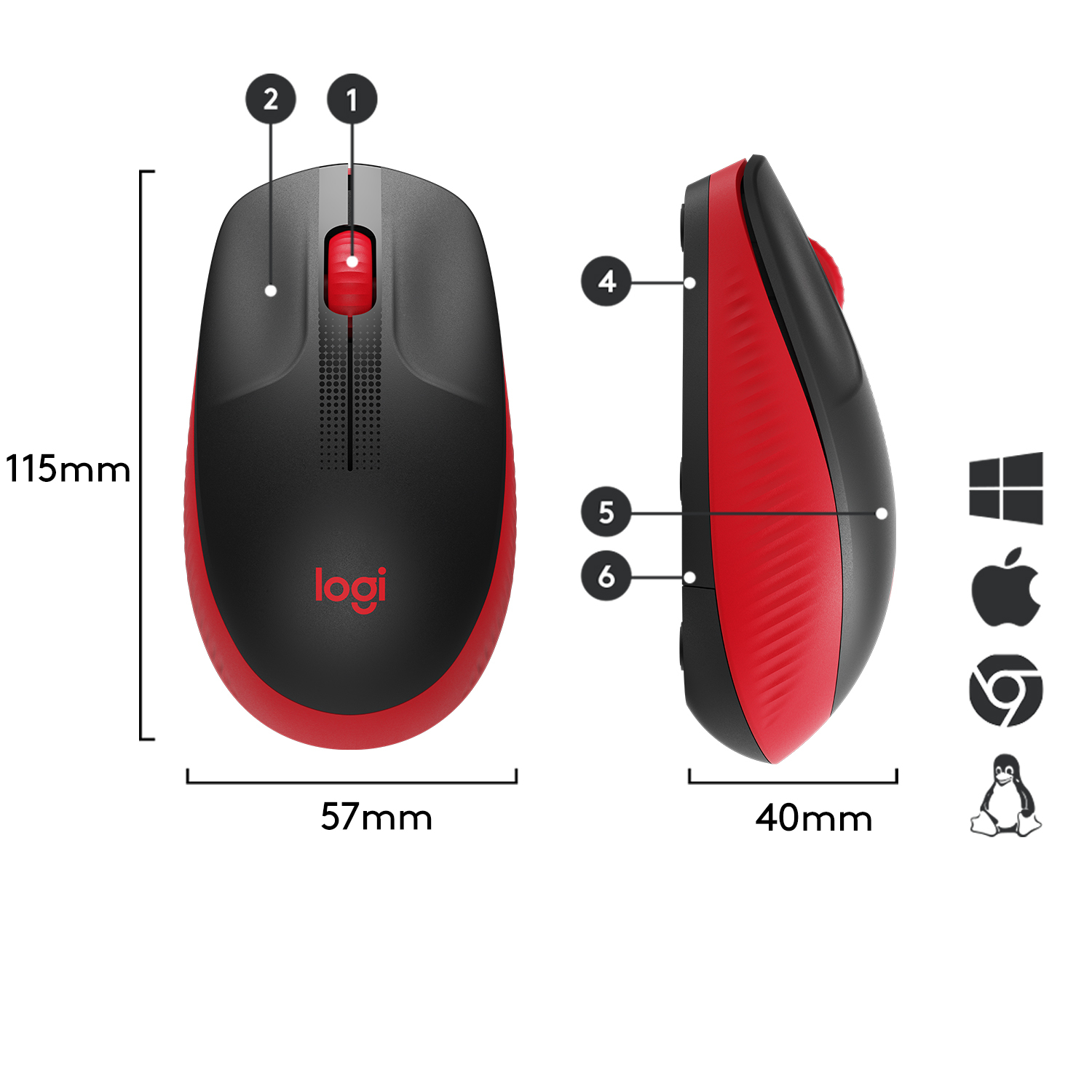Logitech M190 - Maus - optisch - 3 Tasten - kabellos - kabelloser Empfänger (USB)