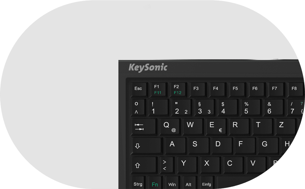 KeySonic ACK-3410 (UK) Super-Mini Keyboard, Smart-Touchpad, USB, schwarz, Tenkeyless (80 - 87 %), Ka