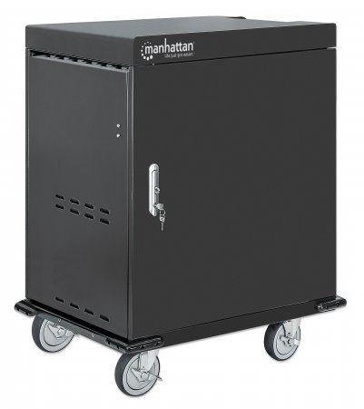 Manhattan 180658, Wagen zur Verwaltung tragbarer Geräte, Schwarz, 2 m, Stahl, Notebook, Tablet, USB