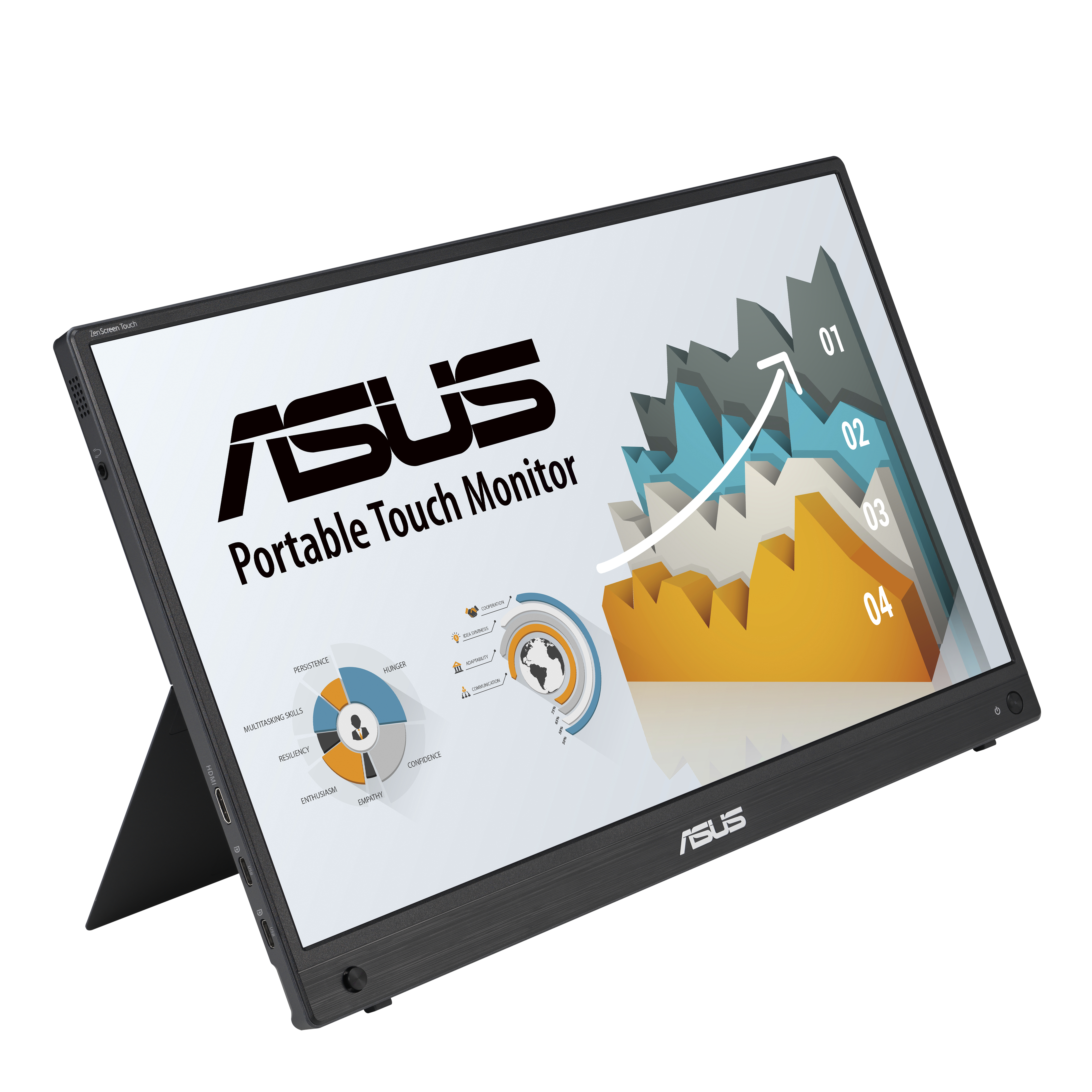 ASUS ZenScreen Touch MB16AHT, 15.6" FHD IPS, 60Hz, 5ms, 250nits, 1x Mini-HMDI, 2x USB-C m. DP