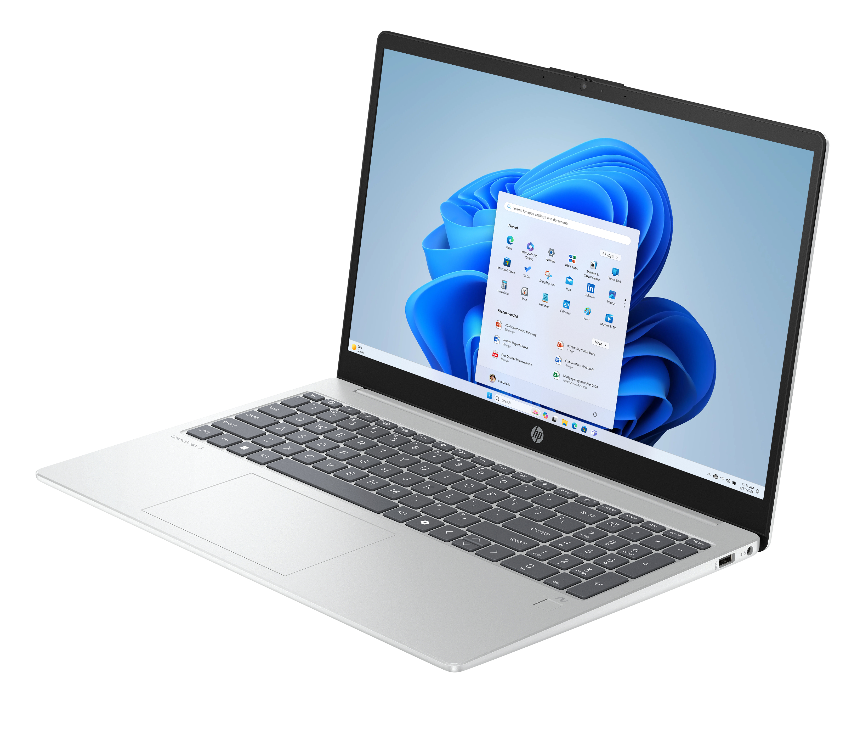 HP OmniBook 3 NGAI OmniBook 3 Next Gen AI 15-fn0653ng, AMD Ryzen AI 5, 3,4 GHz, 39,6 cm (15.6"), 192