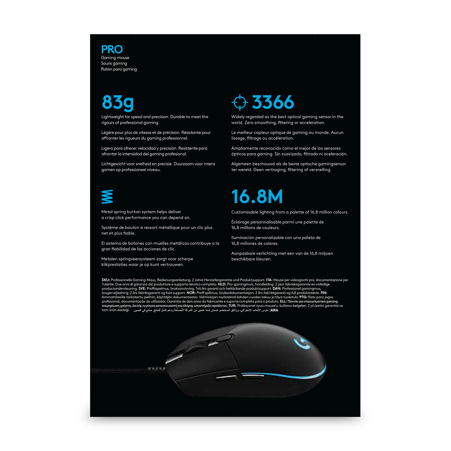 Logitech G Pro (Hero) - Maus - optisch - 6 Tasten