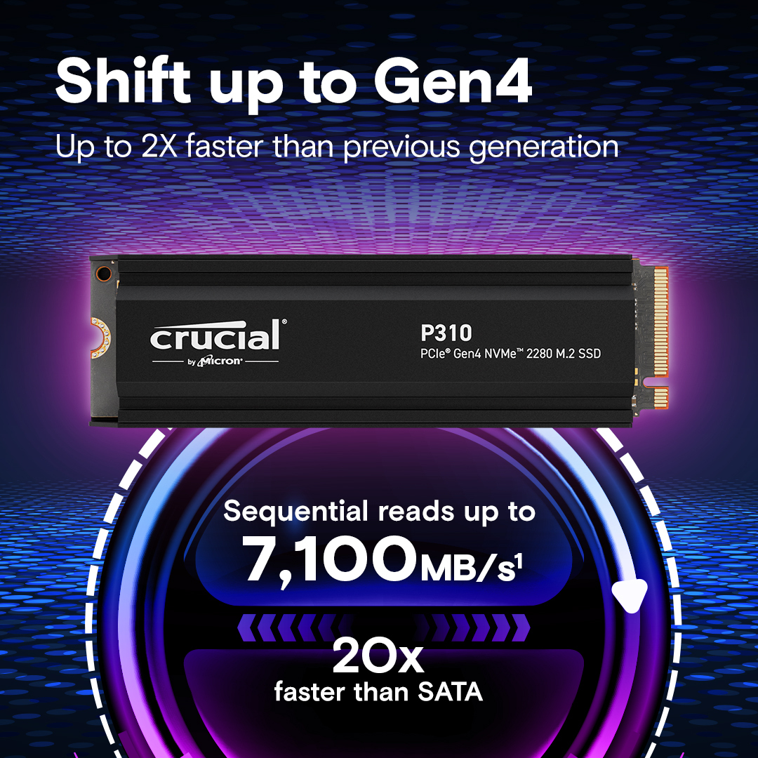 Crucial P310 - SSD - 4 TB - intern - M.2 2280 - PCIe 4.0 x4 (NVMe)