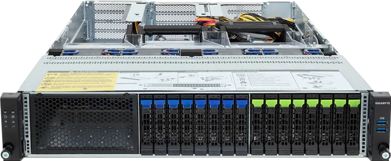 Gigabyte R283-ZF1-AAL1, LGA 6096, AMD EPYC 9004, DDR5-SDRAM, Dodeka-Kanal, 2.5,M.2, HDD & SSD