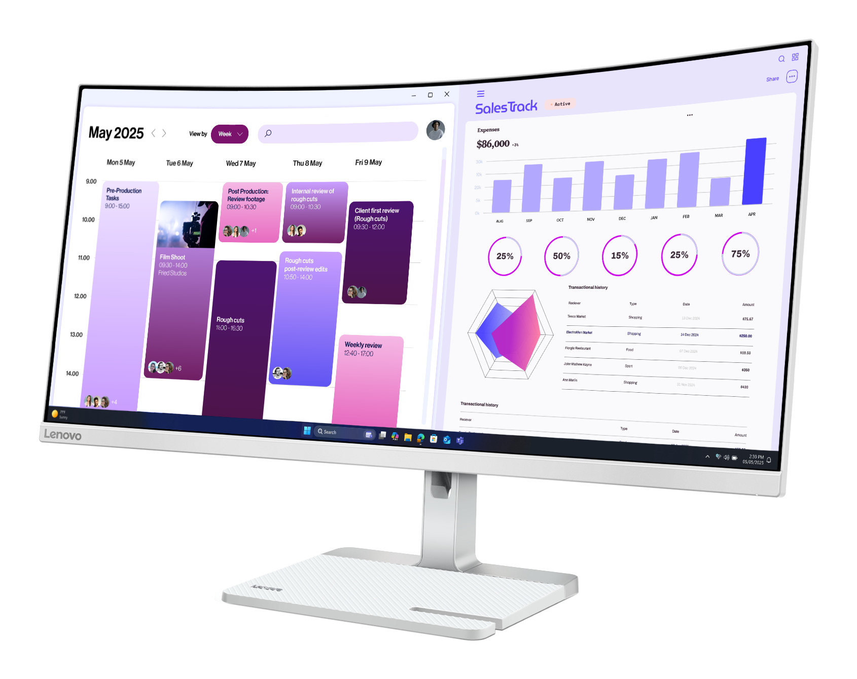 Lenovo L34W-4C - LED-Monitor - gebogen - 86.4 cm (34")