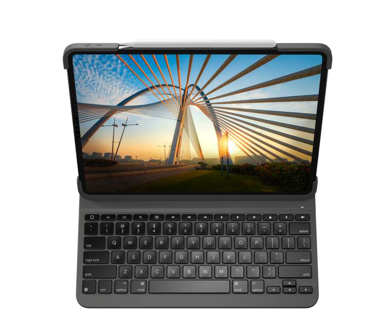 Logitech Slim Folio Pro - Tastatur und Foliohülle - hintergrundbeleuchtet - kabellos - Bluetooth LE