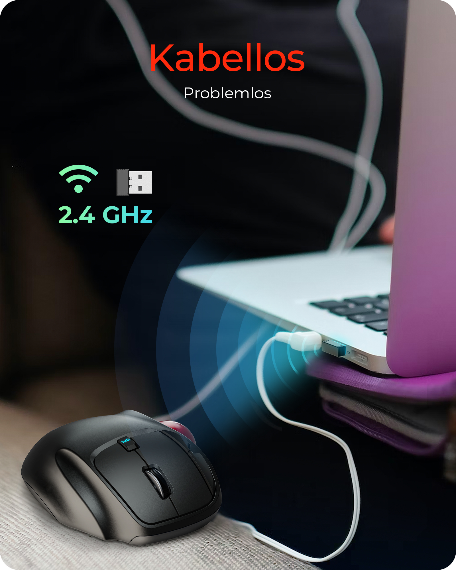 KeySonic KSM-6101RF-EGT, rechts, RF Wireless, 1000 DPI, Grau