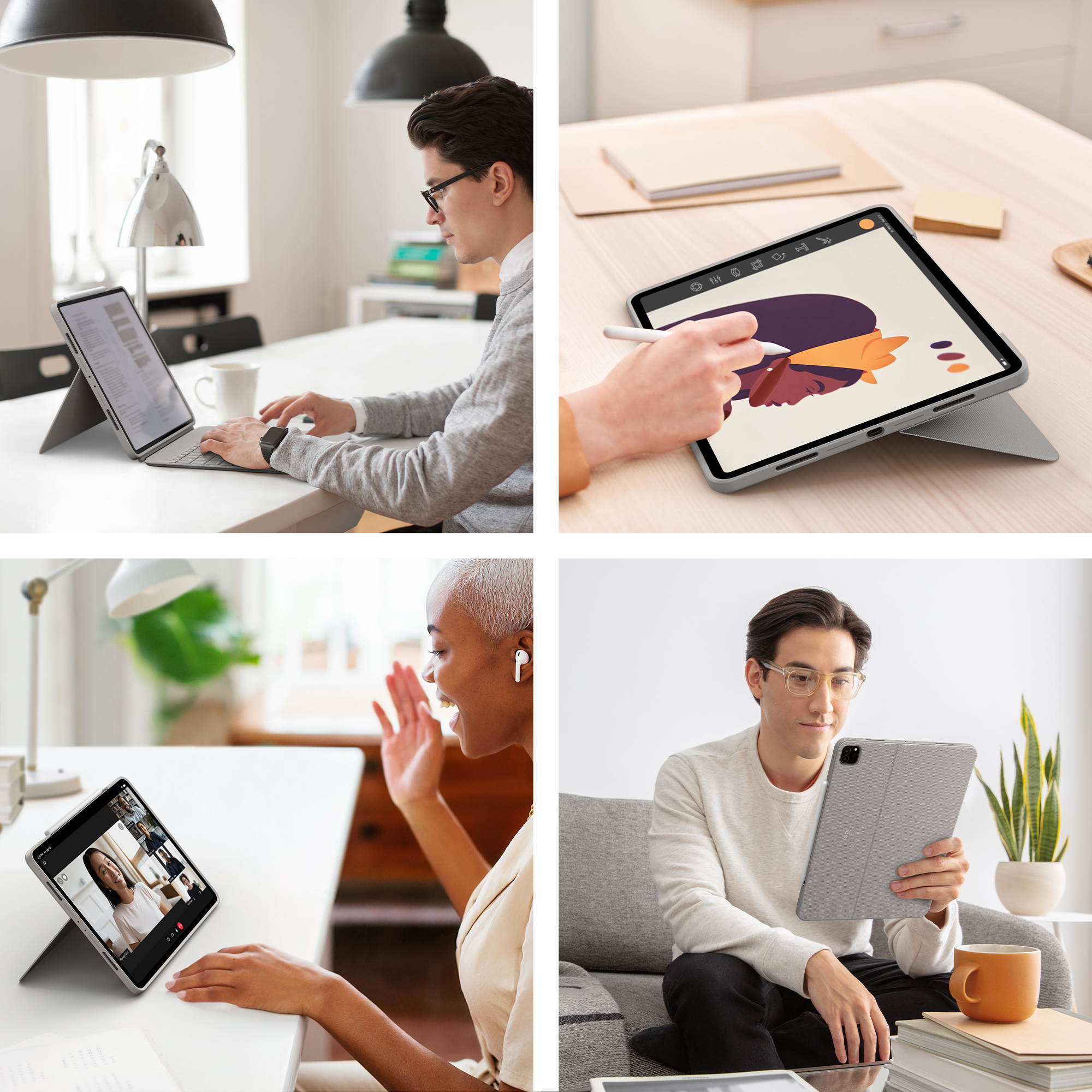 Logitech Combo Touch - Tastatur und Foliohülle - mit Trackpad - hintergrundbeleuchtet - Apple Smart
