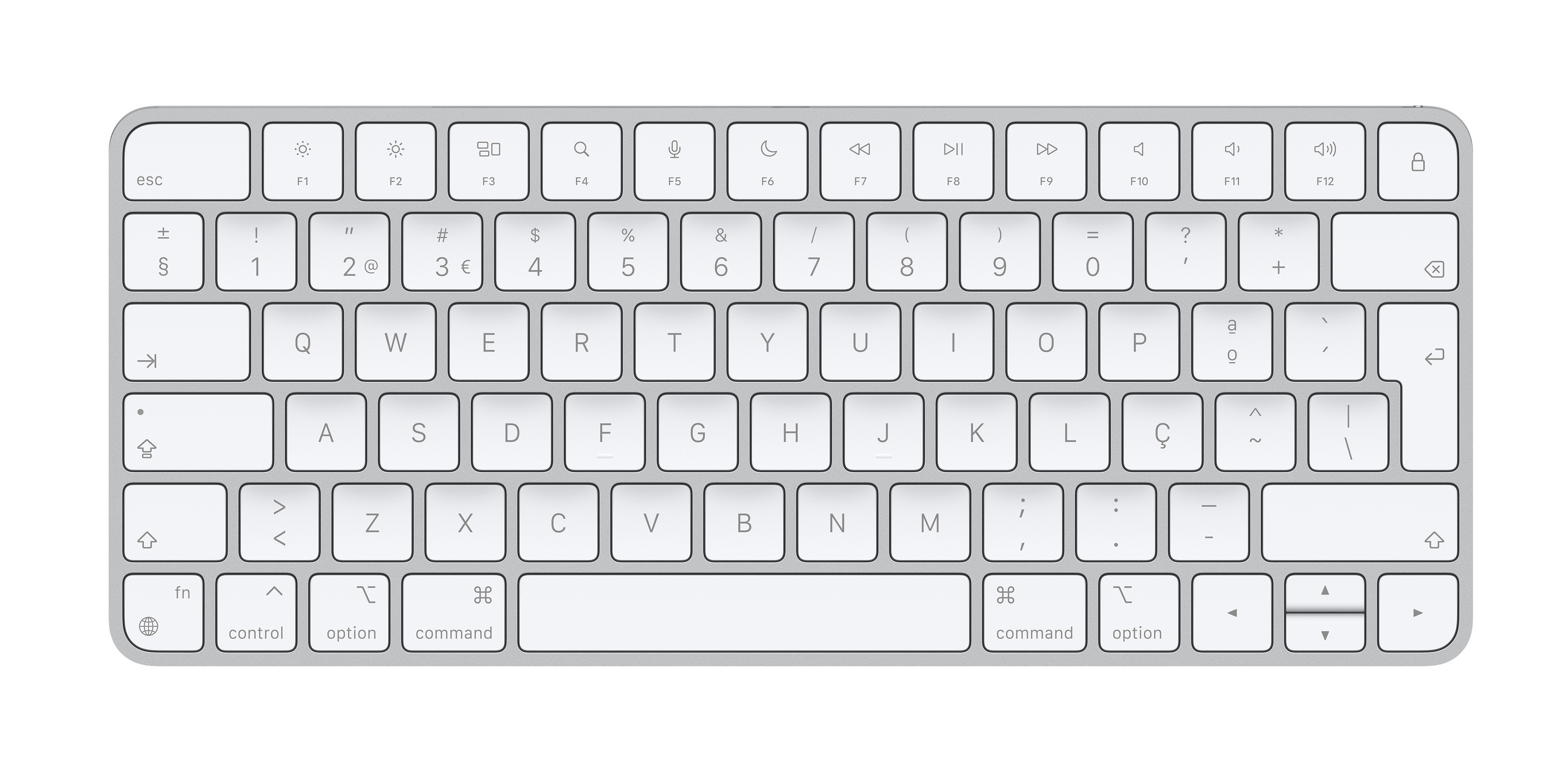 Apple Magic, 60%, Verkabelt & Kabellos, USB + Bluetooth, Aluminium, Weiß