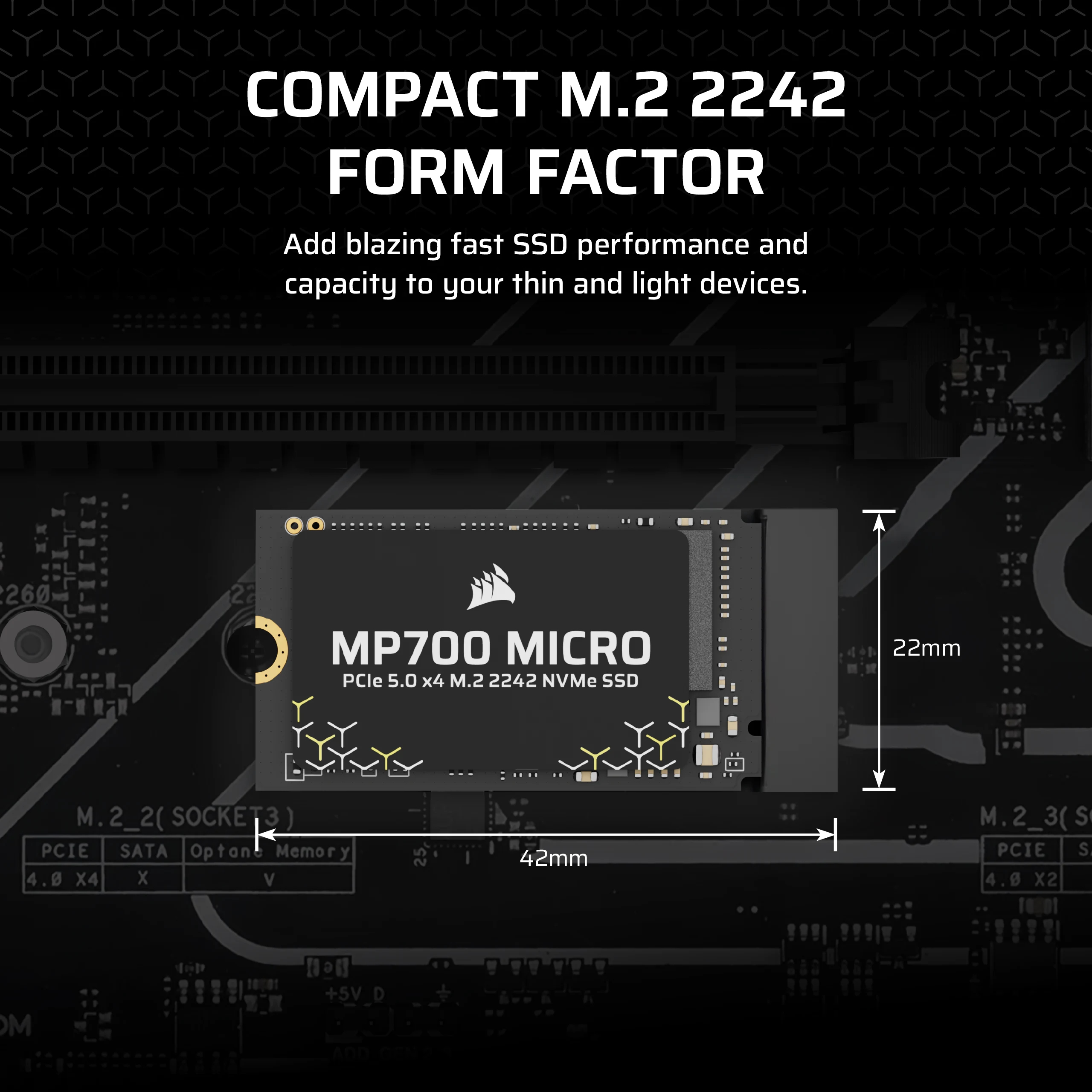 Corsair MP700 MICRO - SSD - 2 TB - intern - M.2 2242 - PCI Express 5.0 x4 (NVMe)