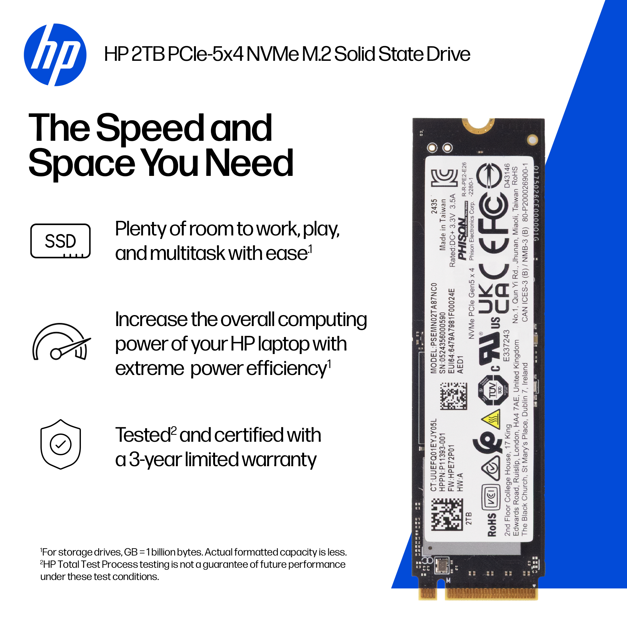 HP  SSD - 2 TB - intern - M.2 2280 - PCI Express 5.0 x4 (NVMe)
