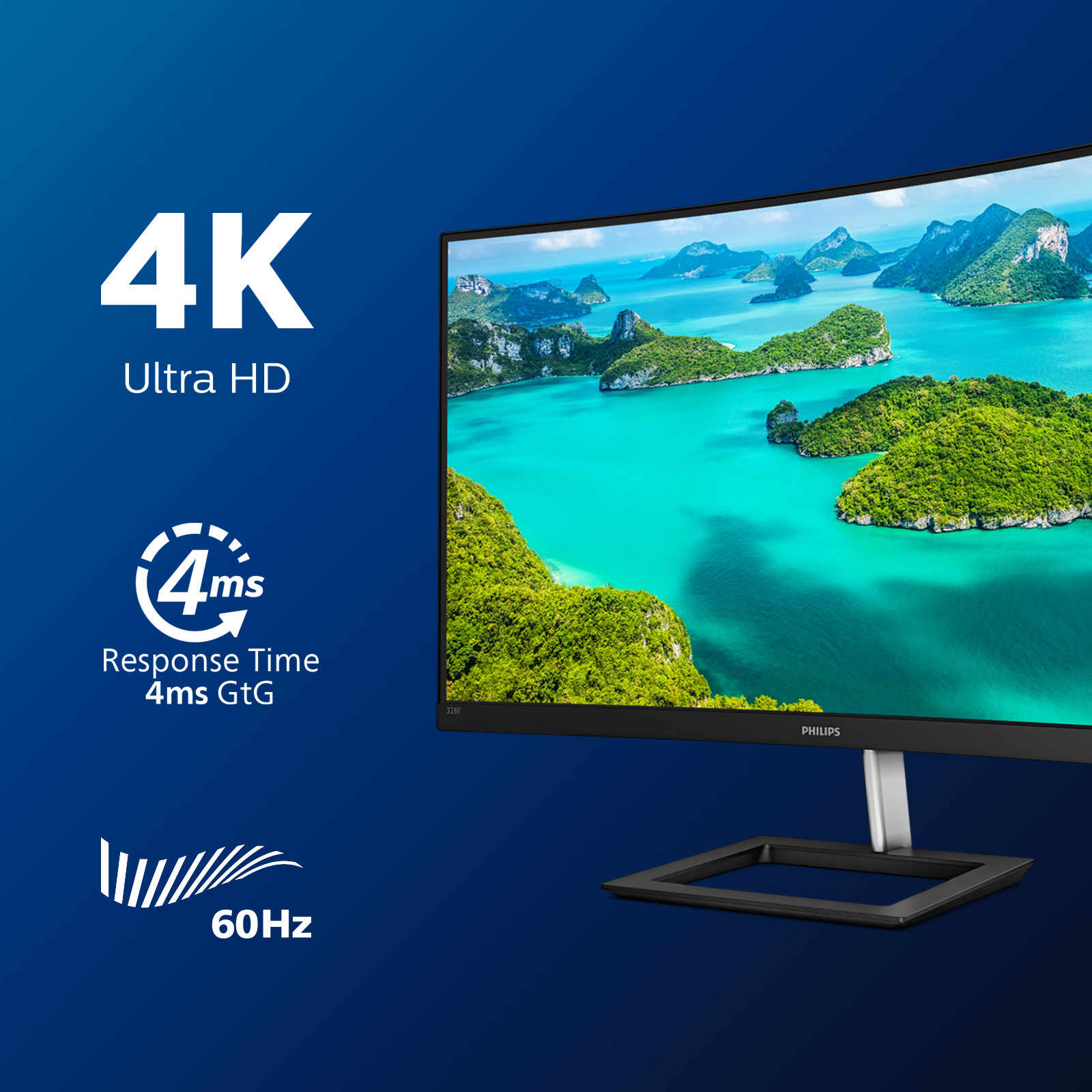 Philips E-line 328E1CA Curved-Monitor 81.3cm (32") 4K UHD, VA, 4ms, HDMI, Displayport