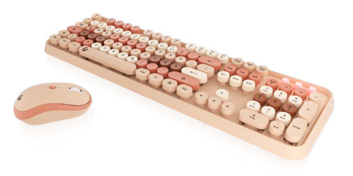 KeySonic KSKM-8200M-RF (DE), Maus-Tastatur-Set, Full-SizeTastatur, runde Tasten, Kunststoff, Mehrfar