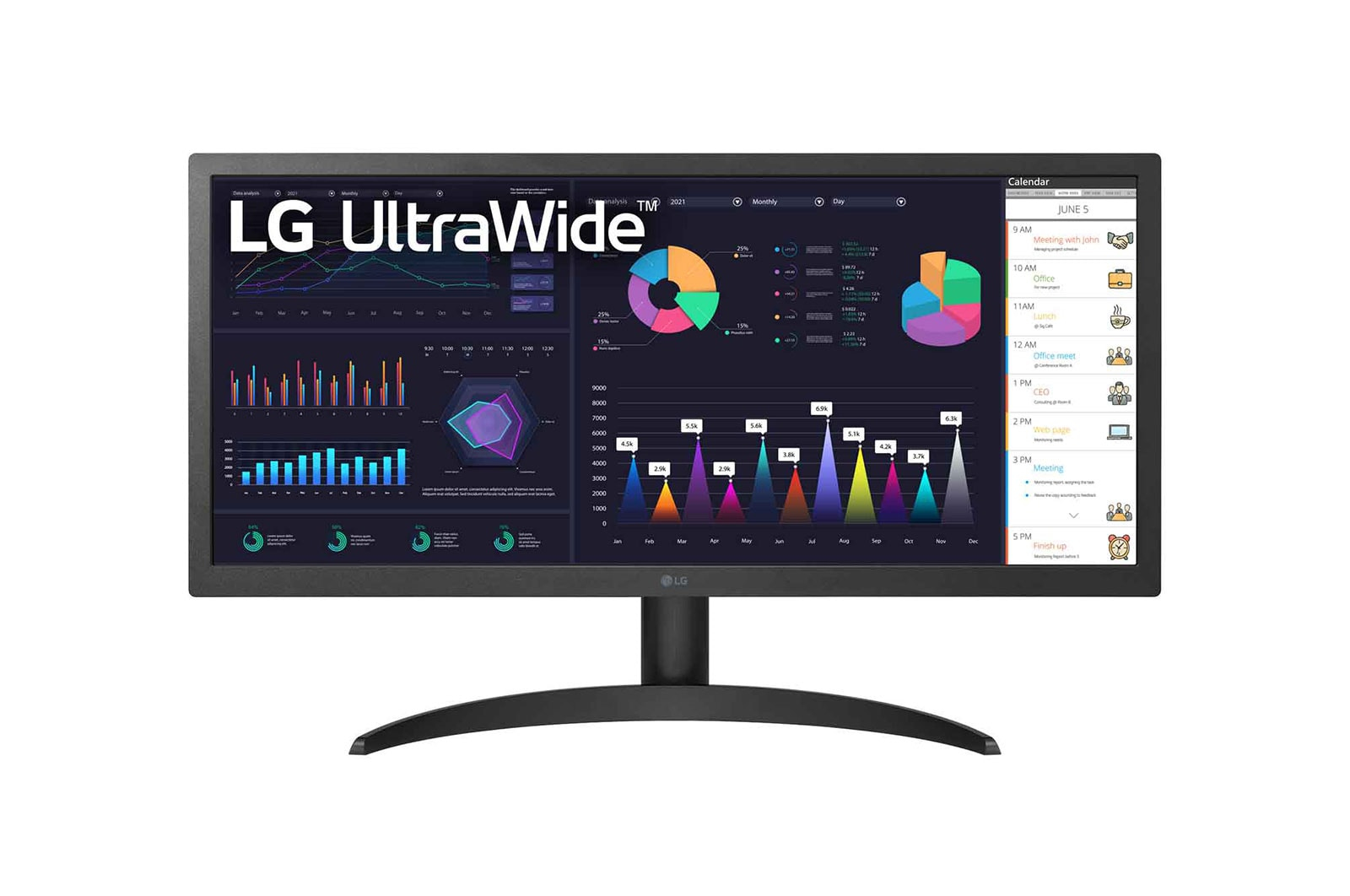 LG 26WQ500-B, 65,3 cm (25.7"), 2560 x 1080 Pixel, 4K Ultra HD, LCD, 5 ms, Schwarz