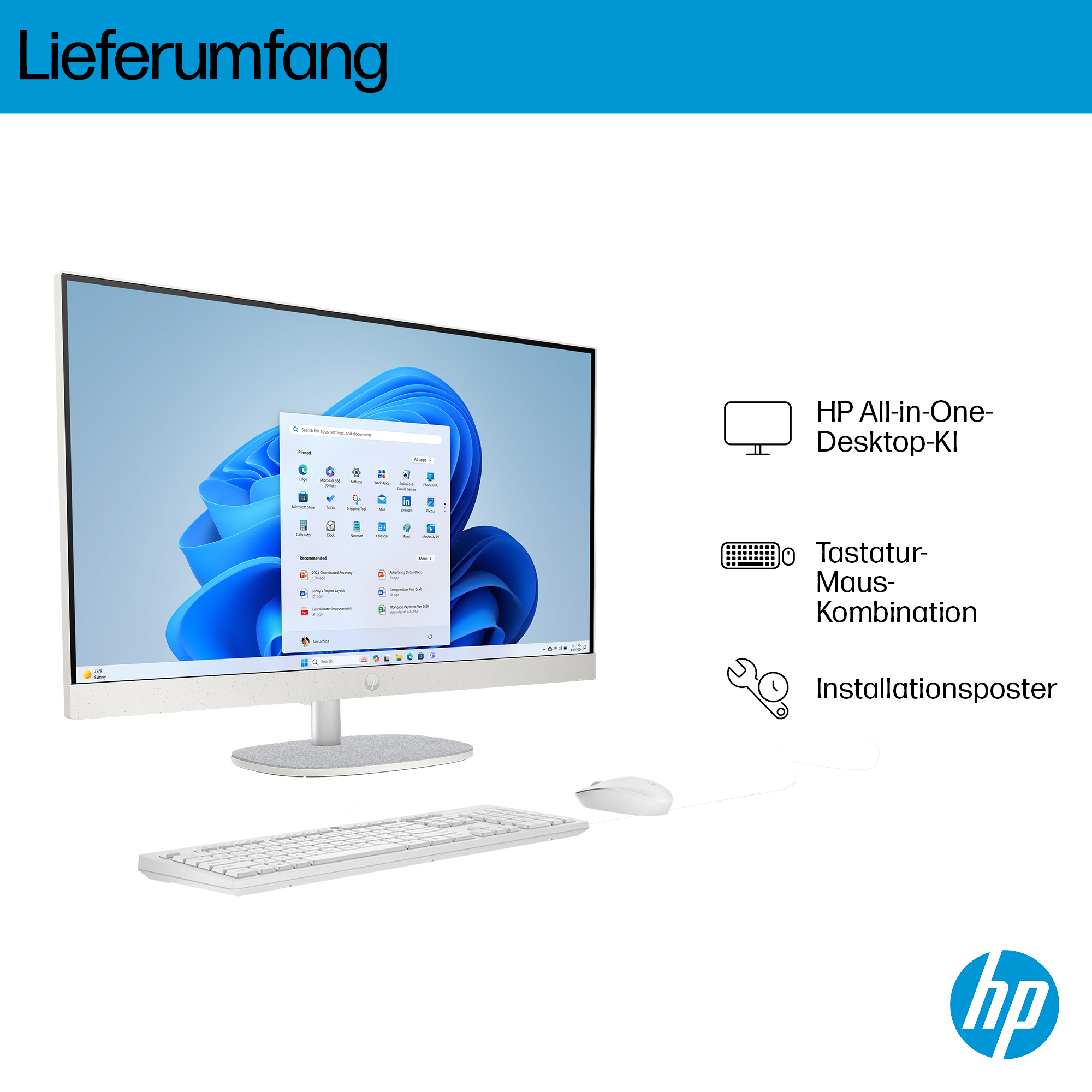 HP 27-cr2275ng - All-in-One (Komplettlösung) - Core Ultra 7 255U - RAM 16 GB - SSD 512 GB - NVMe - I