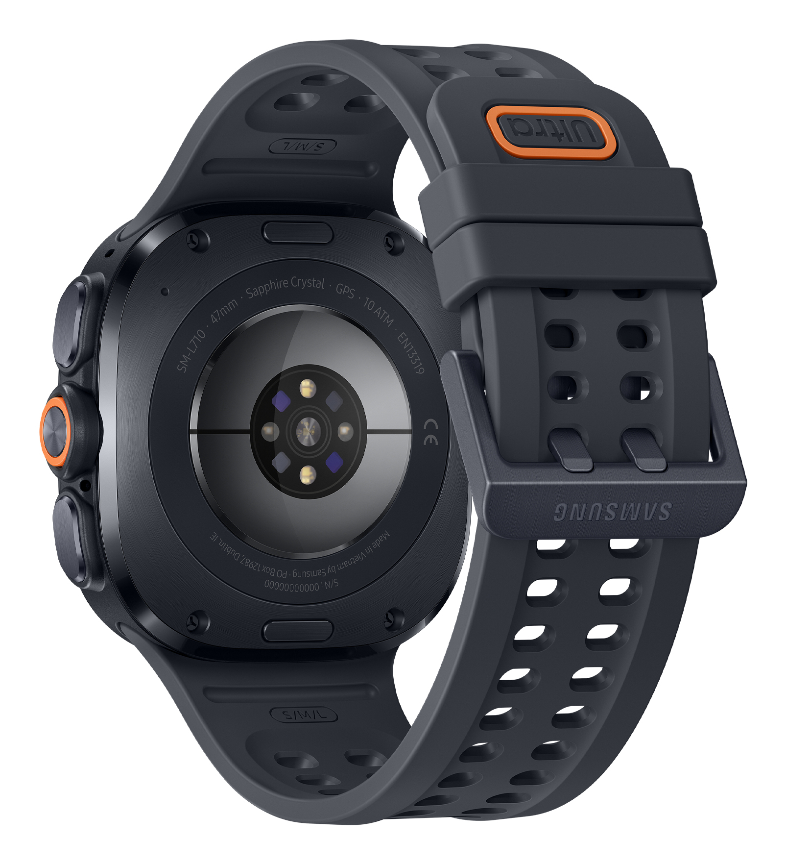 Samsung Galaxy Watch Ultra2 - 47 mm - titanfarben grau - intelligente Uhr mit Marineband - schwarz -