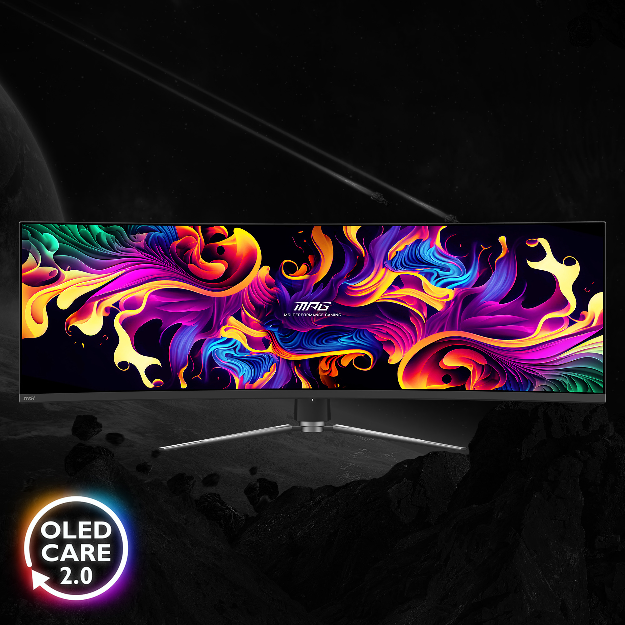 MSI MPG 491CQPDE QD-OLED, 49" DQHD 144Hz, 1x DP 1.4b, 2x HDMI 2.1, 2x USB-A