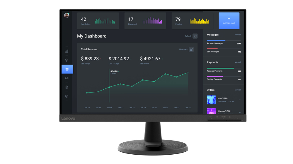 Lenovo D24-40 - LED-Monitor - 61 cm (24") (23.8" sichtbar)