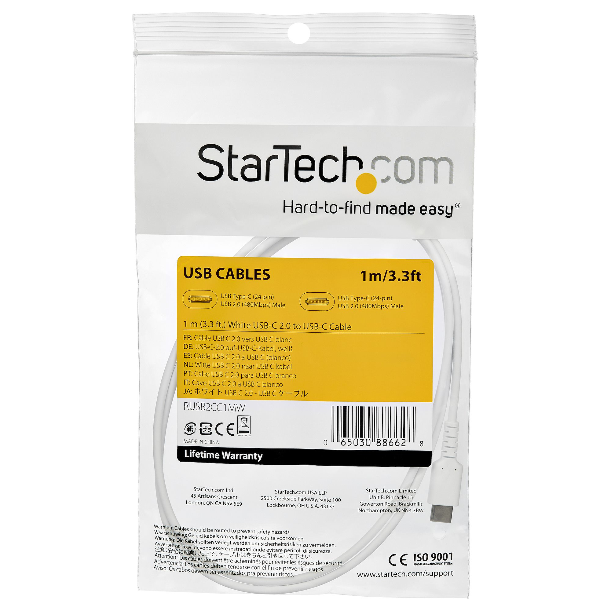 StarTech.com 1m USB-C Ladekabel - Langlebiges USB 2.0 Typ C zu USB C Datenübertragungs-/Schnellladek