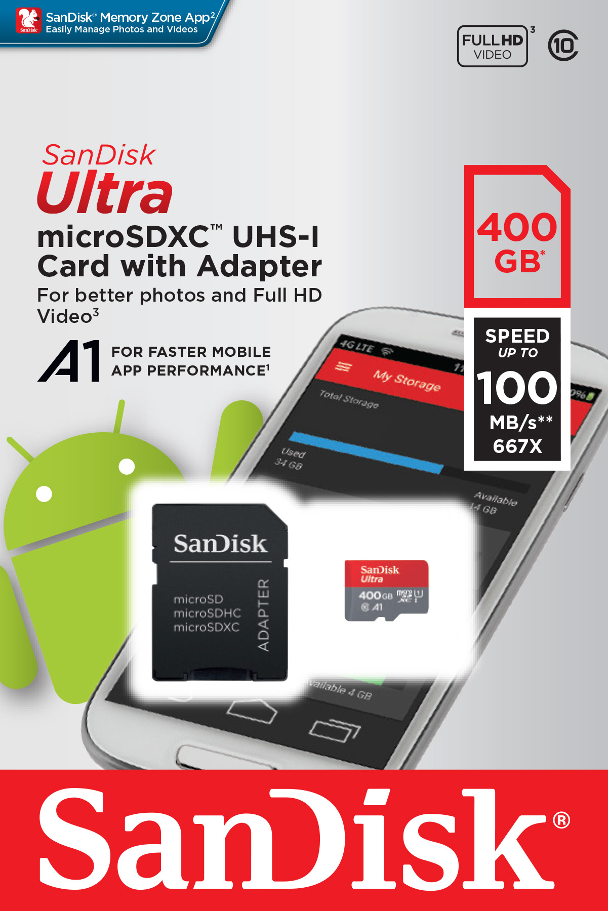SanDisk Ultra - Flash-Speicherkarte (microSDXC-an-SD-Adapter