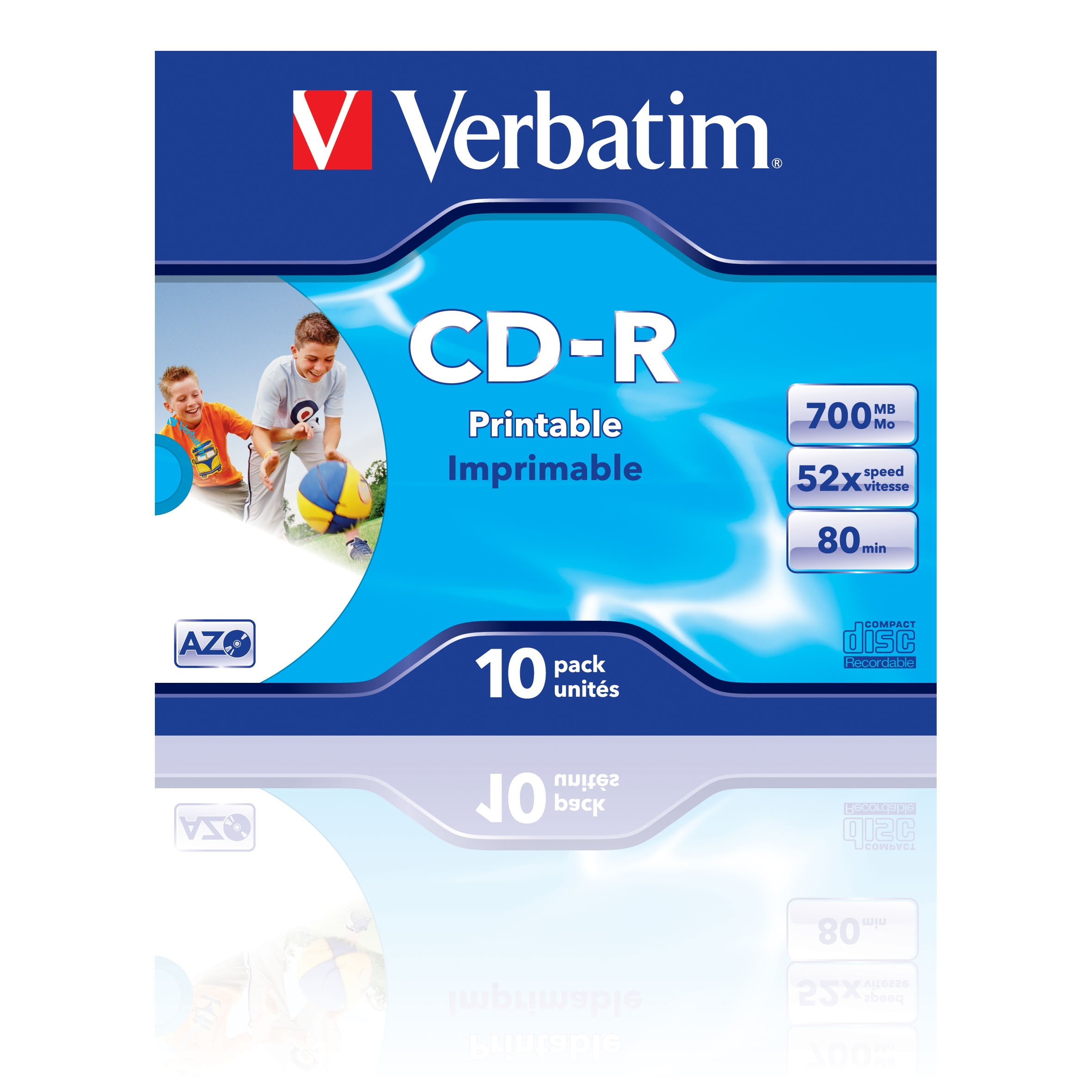 Verbatim 10 x CD-R - 700 MB (80 Min) 52x - mit Tintenstrahldrucker bedruckbare Oberfläche, breite be