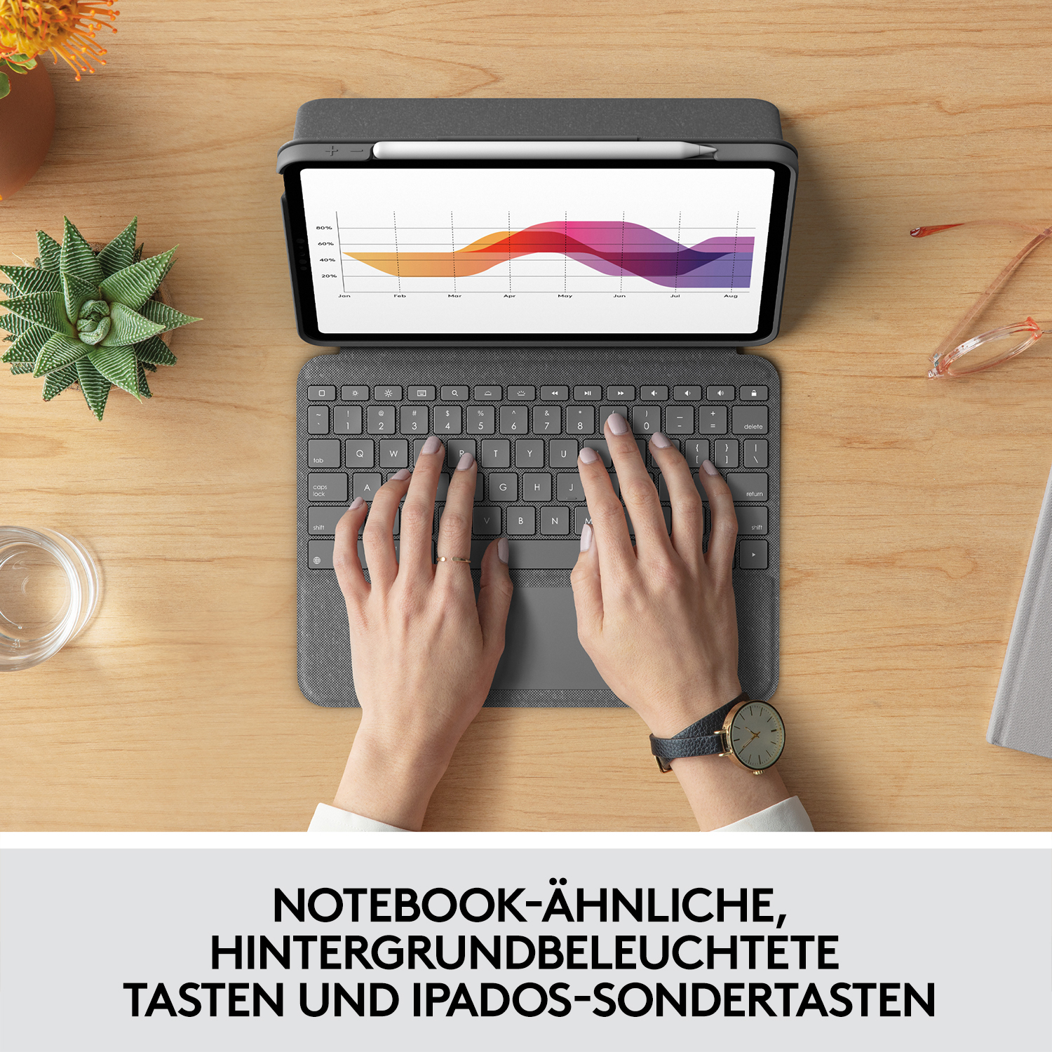 Logitech Folio Touch - Tastatur und Foliohülle - mit Trackpad - hinterleuchtet - Apple Smart connect