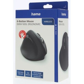Hama "EMW-500L" - Maus - ergonomisch - Für Linkshänder - optisch - 6 Tasten - kabellos - 2.4 GHz - k