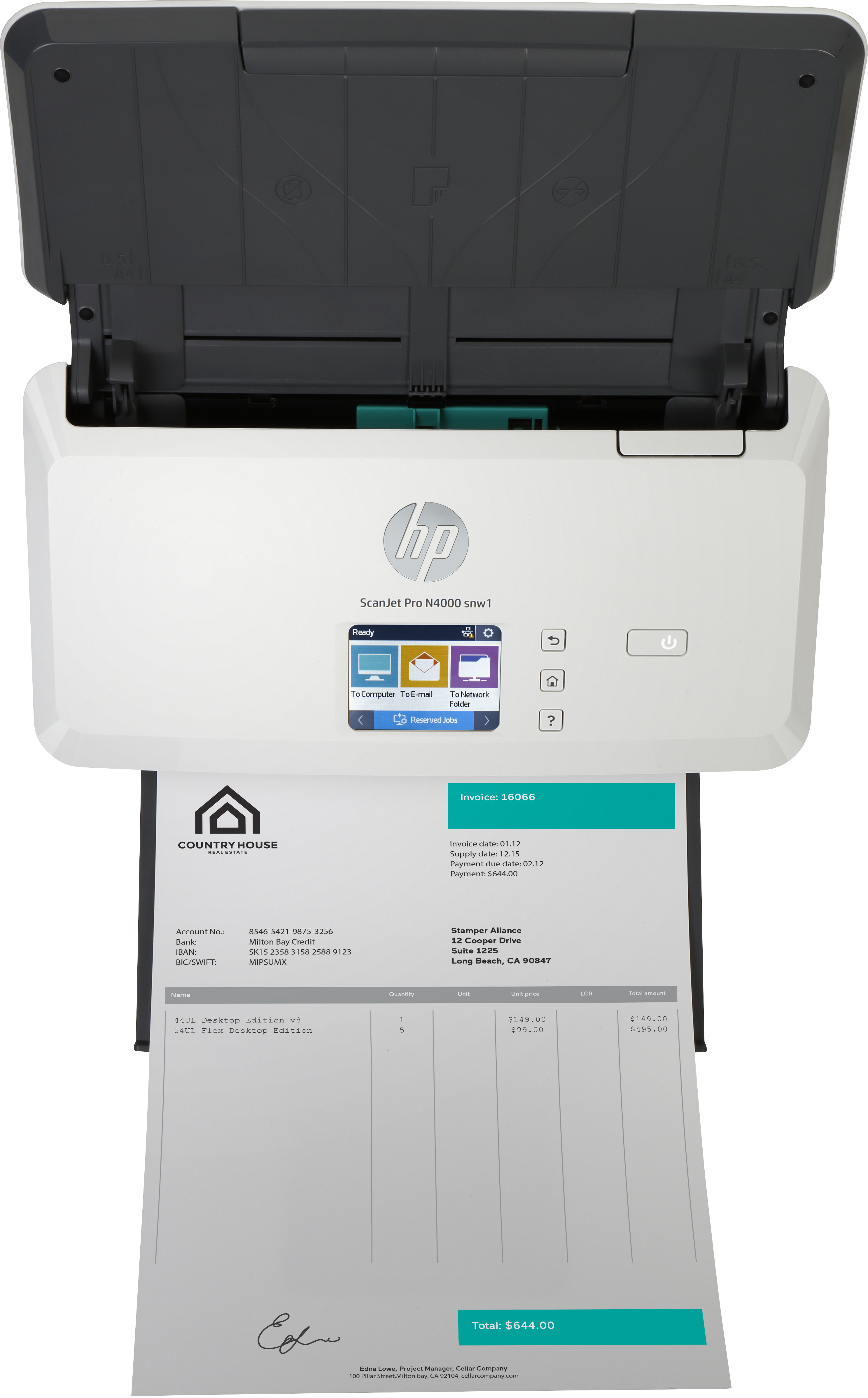 HP Scanjet Pro N4000 snw1 Sheet-feed - Dokumentenscanner - CMOS / CIS - Duplex - 216 x 3100 mm - 600
