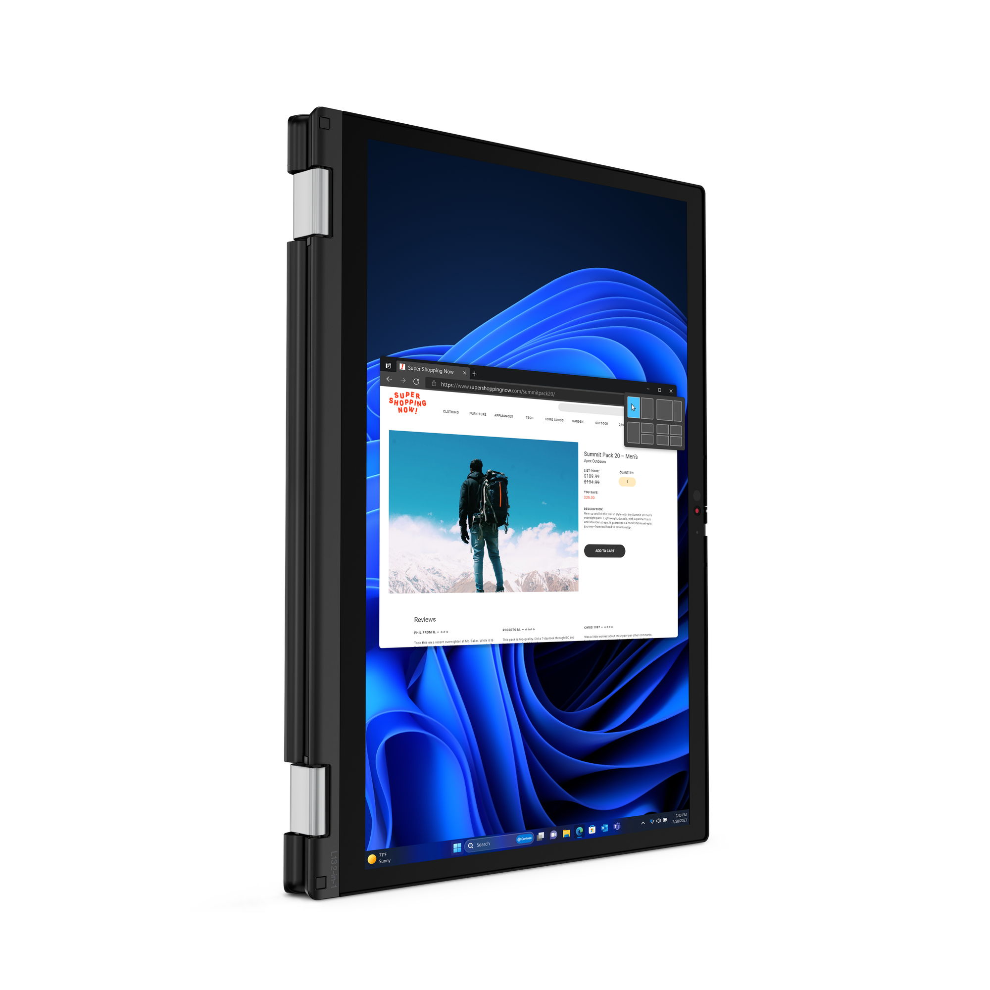 Lenovo ThinkPad L13 2-in-1 G5, 13.3" WUXGA Touch, Core™ Ultra 5 135U, 32GB RAM, 256GB SSD, Win11 Pro