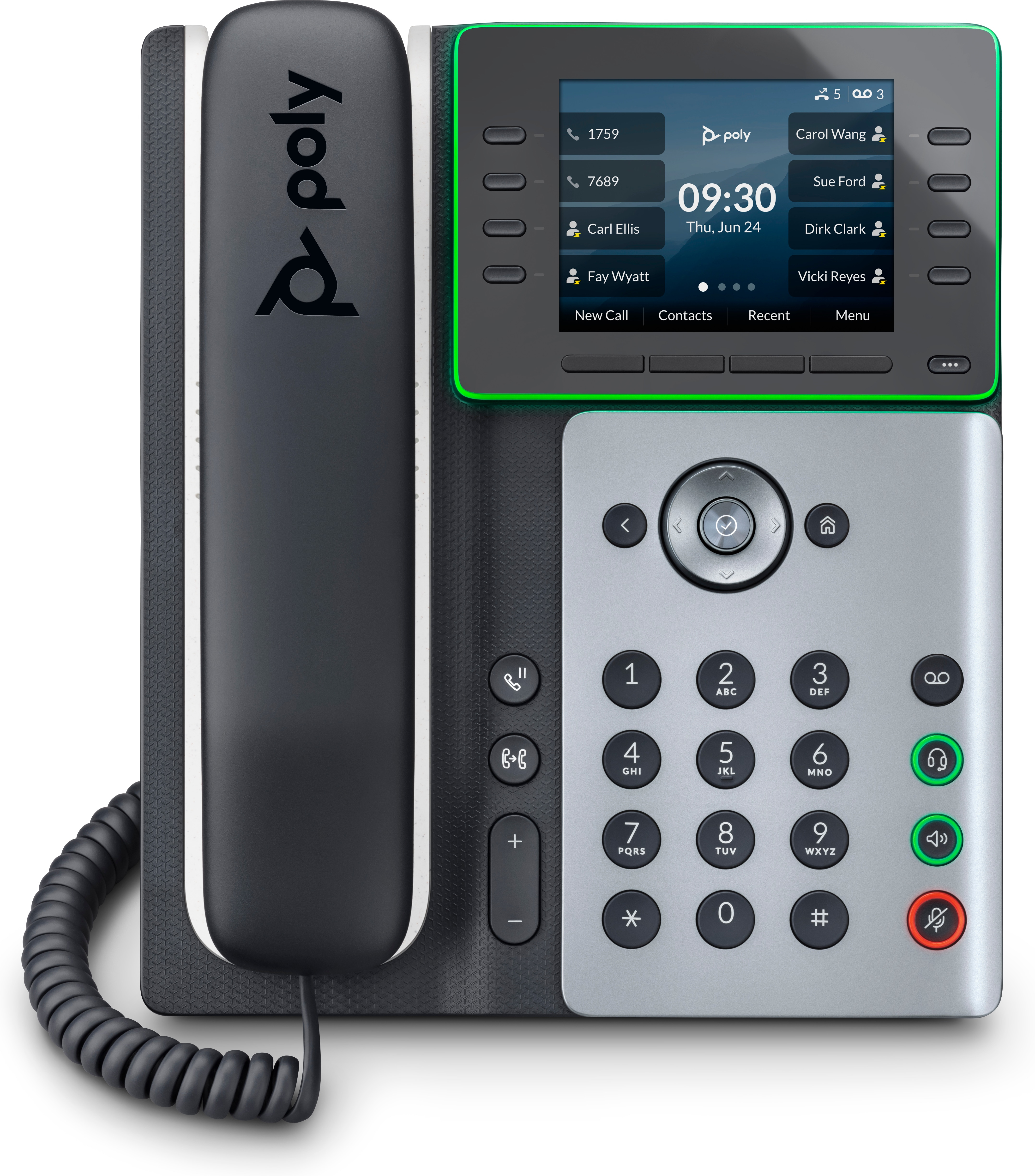 HP POLY Edge E300 IP Telefon und PoE-fähig, IP-Telefon, Schwarz, Kabelgebundenes Mobilteil, 8 Zeilen