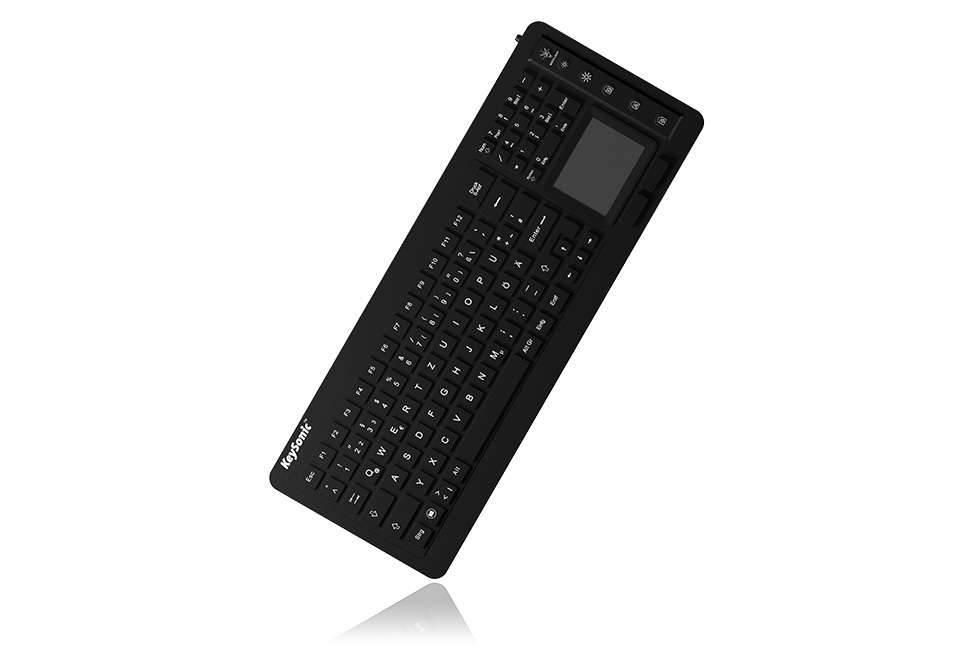 KeySonic KSK-6231 INEL (CH) Hygienetastatur, Industrietastatur, Beleuchtung, Touchpad, schwarz, 2 Ma