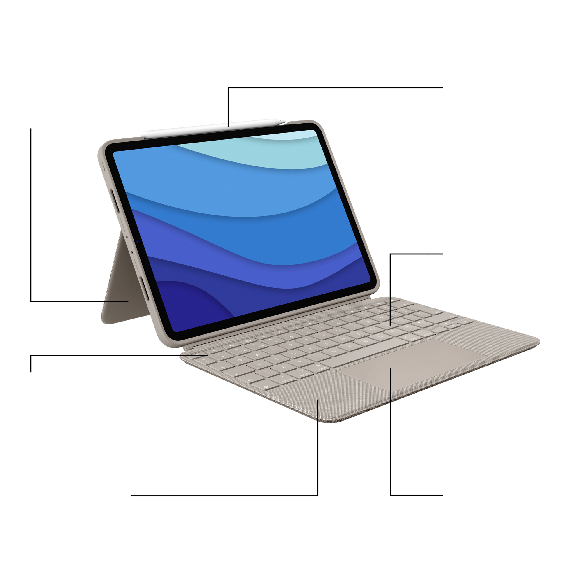 Logitech Combo Touch - Tastatur und Foliohülle - mit Trackpad - hintergrundbeleuchtet - Apple Smart