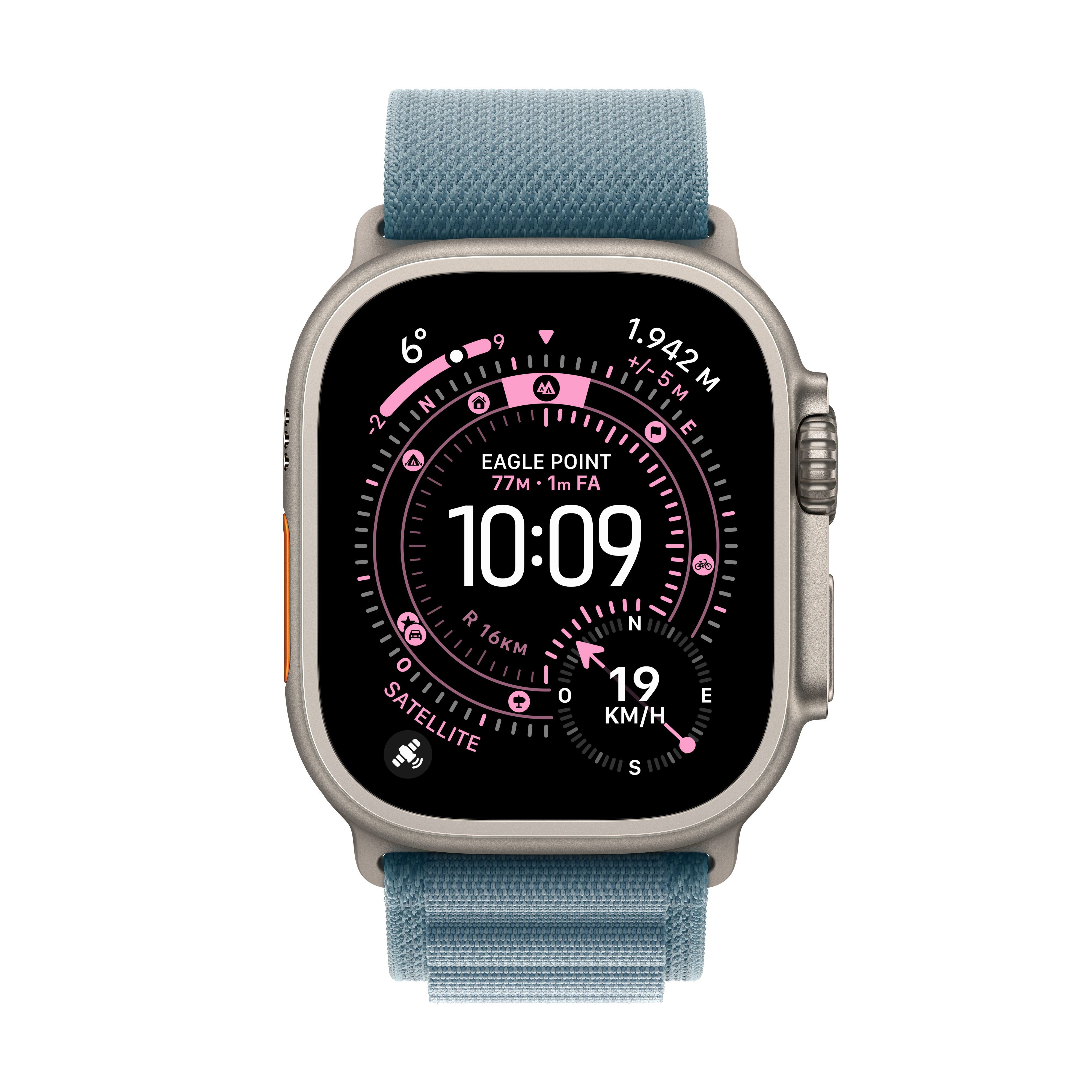 Apple Watch Ultra 3 natur mit Alpine Loop Small hellblau
